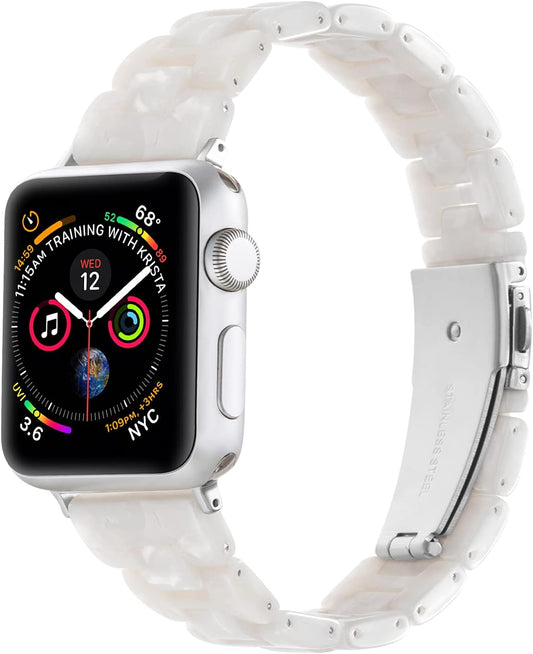 Sangaimei Light Fashion Resin Apple Watch Band with Stainless Steel Buckle Compatible Apple Watch Band 45Mm 44Mm 42Mm 41Mm 40Mm 38Mm Replacement Iwatch Series 8 7 6 5 4 3 2 1 SE for Women Starlight  SaNgaiMEi   