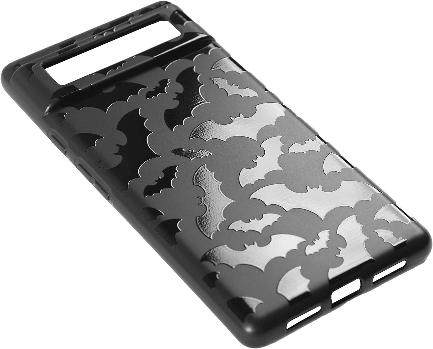 Cavka Matte Black Phone Case Compatible with - Google Pixel 6 Pro 2021 - Protective TPU Rubber Cover Cute Bats Spooky Classy Bumper Lightweight Shockproof Goth Halloween Animal Cool Silicone Stylish  Cavka   