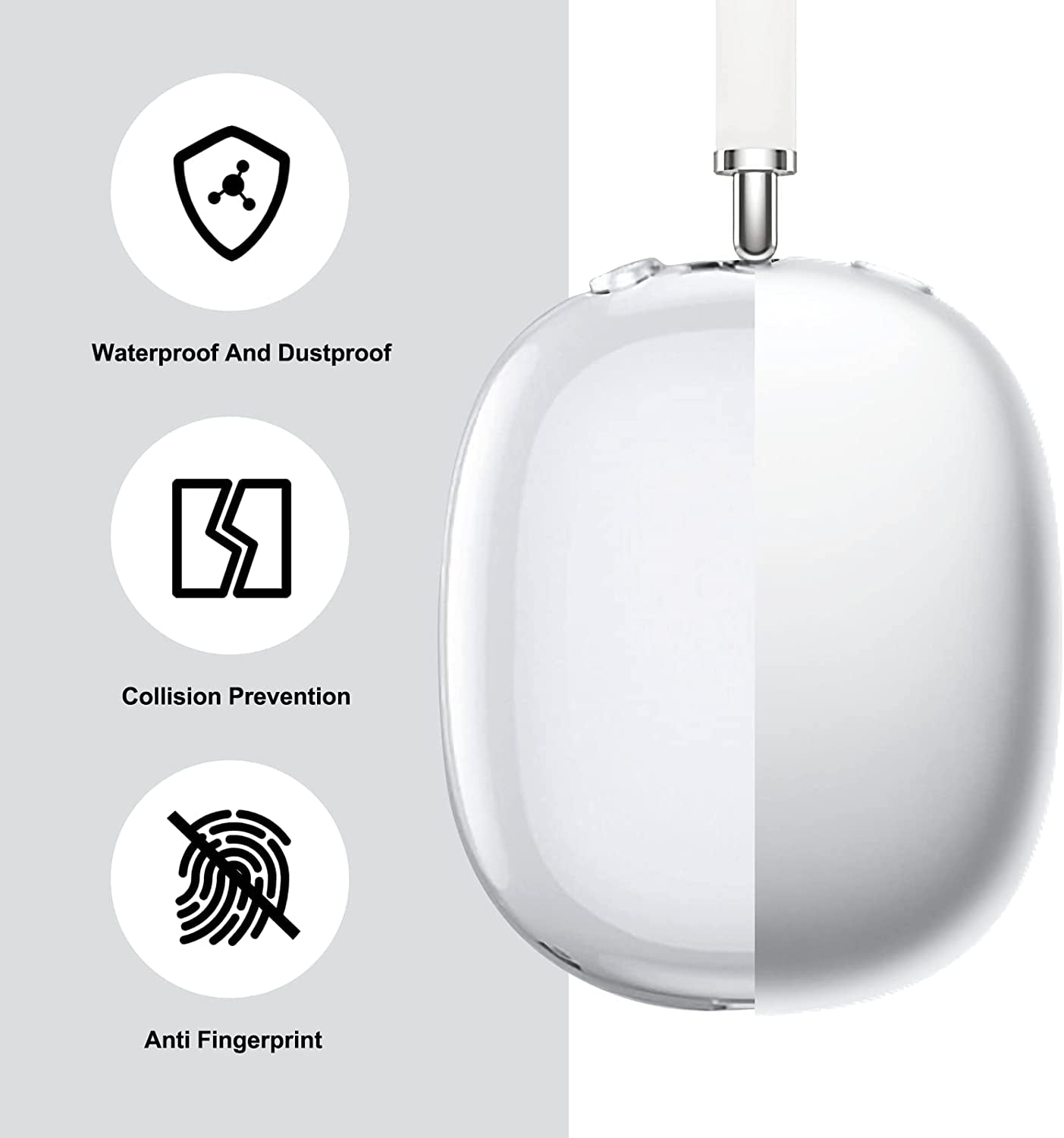 MOLOPPO for Airpods Max Case Cover, Clear Soft TPU Skin Anti-Scratch, Transparent Accessories Ultra Protective Cover for Apple Airpods Max(Clear)  MOLOPPO   