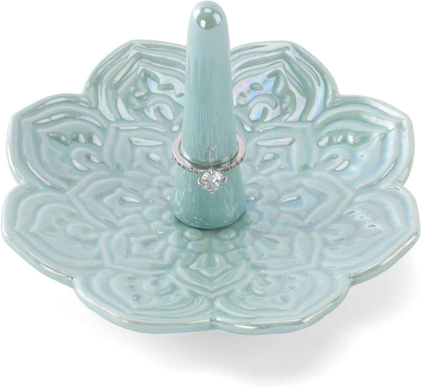 VINCOMIC Mandala Ring Holder,Decorative Jewelry Holder,Birthday Christmas Thanksgiving Day Engagement Wedding Gifts for Women,Ceramic Navy Blue  VINCOMIC Mandala Blue  