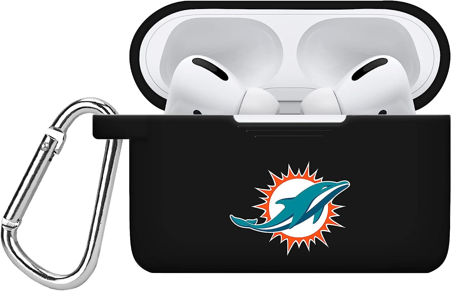 GAME TIME Tampa Bay Buccaneers Silicone Case Cover Compatible with Apple Airpods Pro Battery Case (Black)  Game Time Miami Dolphins - Black/Color Logo  