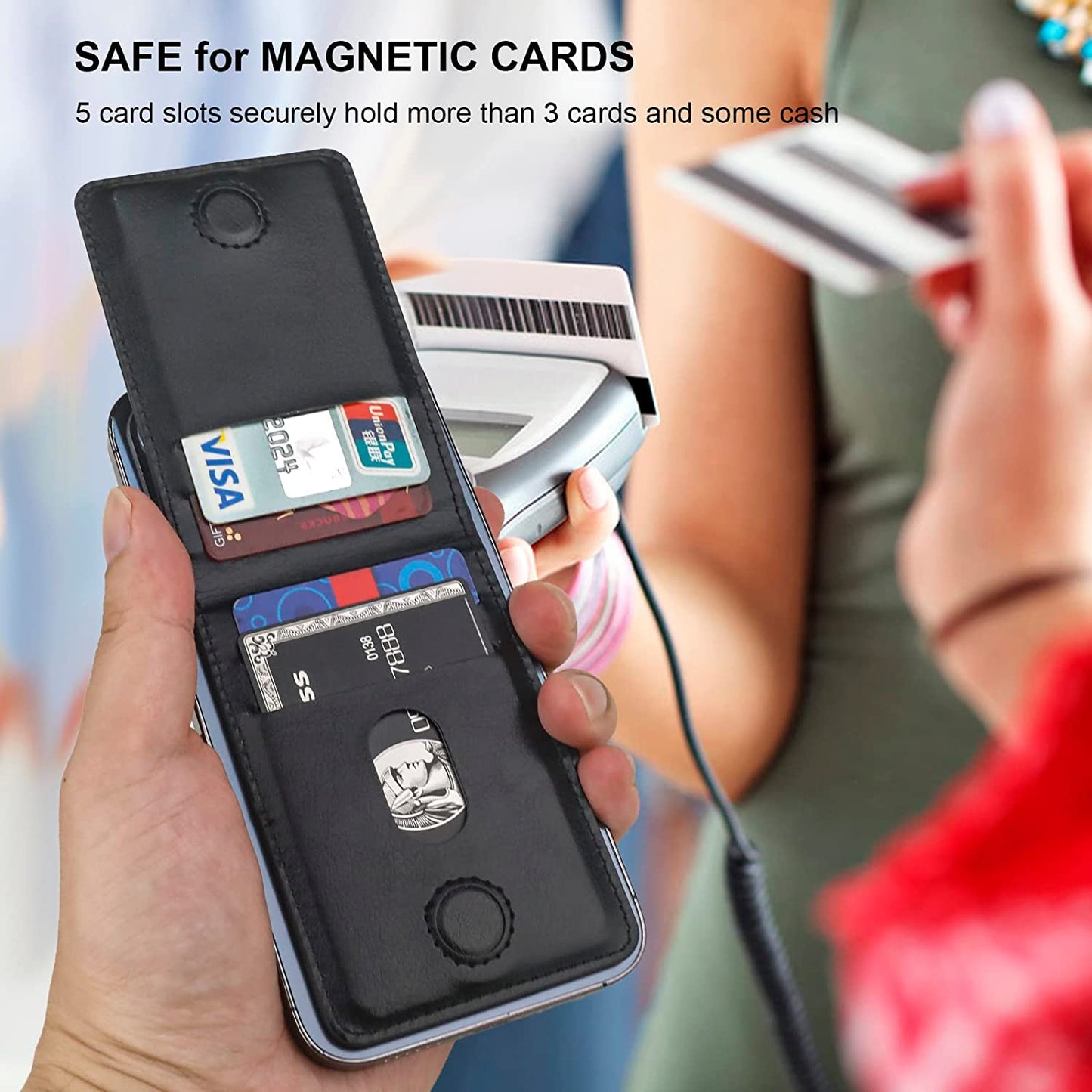 KIHUWEY for Magsafe Wallet Card Holder with Magnetic, Mag Safe Leather Detachable Kickstand RFID Wallet for Iphone 14 Pro Max/14 Pro/14/14 Plus/13 Pro Max/13 Pro/13/12 Pro Max/12 Pro/12 (Black)  KIHUWEY   