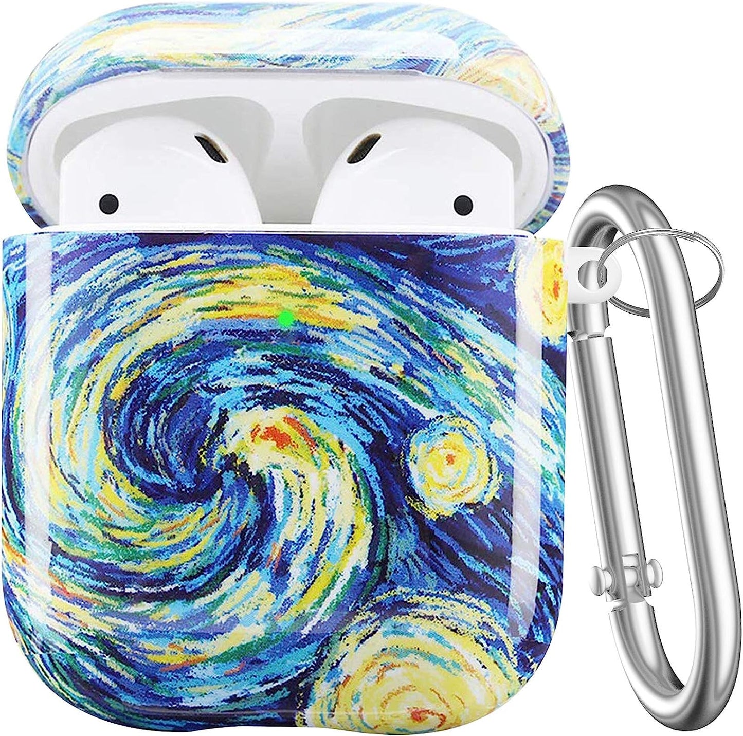 Maxjoy Compatible Airpods Case Cover, Leopard Print Case for Women Men Cute Air Pod 2 Hard Shell Protective Cover with Keychain Compatible with Apple Airpods Charging Case 2&1  Maxjoy Blue + Yellow  