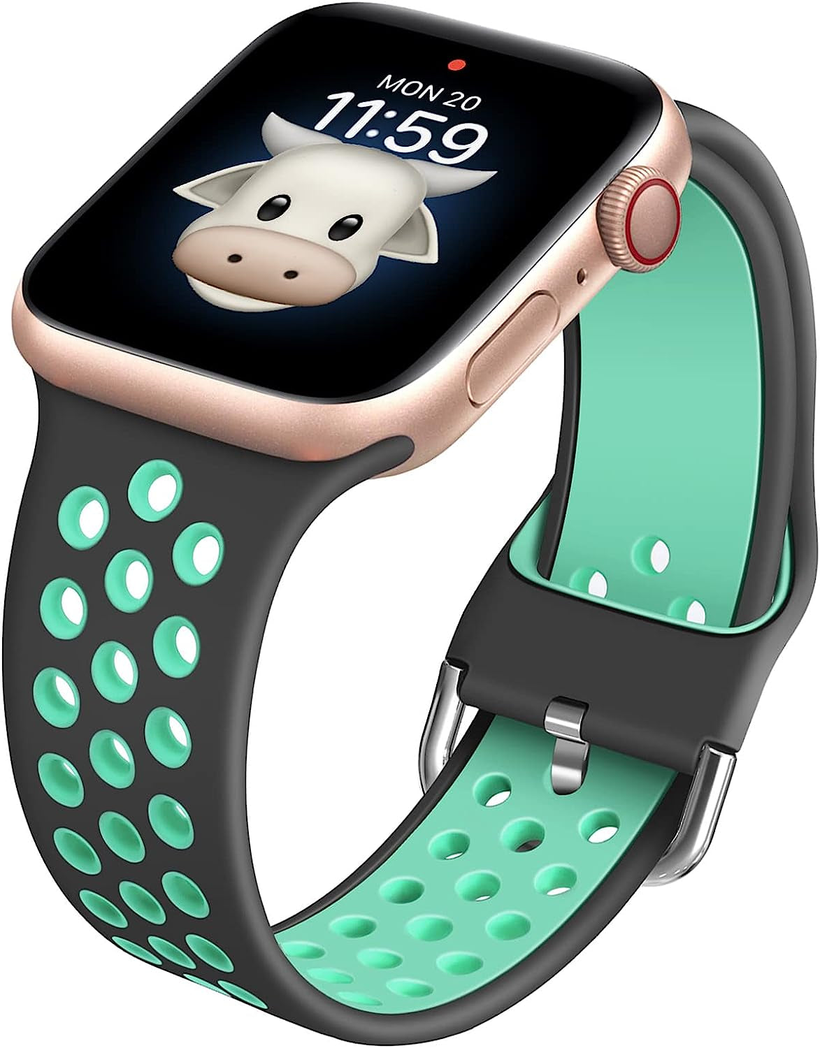 Blackpro for Kids Apple Watch Band, Waterproof Silicone Strap for Boys Girls, Compatible with Apple Watch Series 7/6/5/4/3/2/1/SE 38Mm 40Mm 41Mm & 42Mm 44Mm 45Mm  BlackPro Grey&Teal 42/44/45mm 