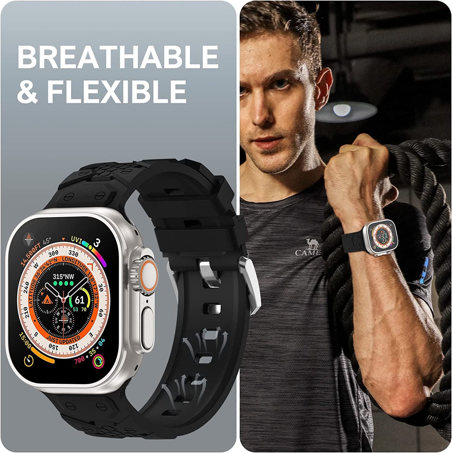 Sport Band Compatible with Apple Watch Ultra Band 49Mm 45Mm 44Mm 42Mm for Men, Soft Silicone Wristbands Replacement Strap for Iwatch Ultra Series SE 8 7 6 5 4 3 2 1  Wewatri   