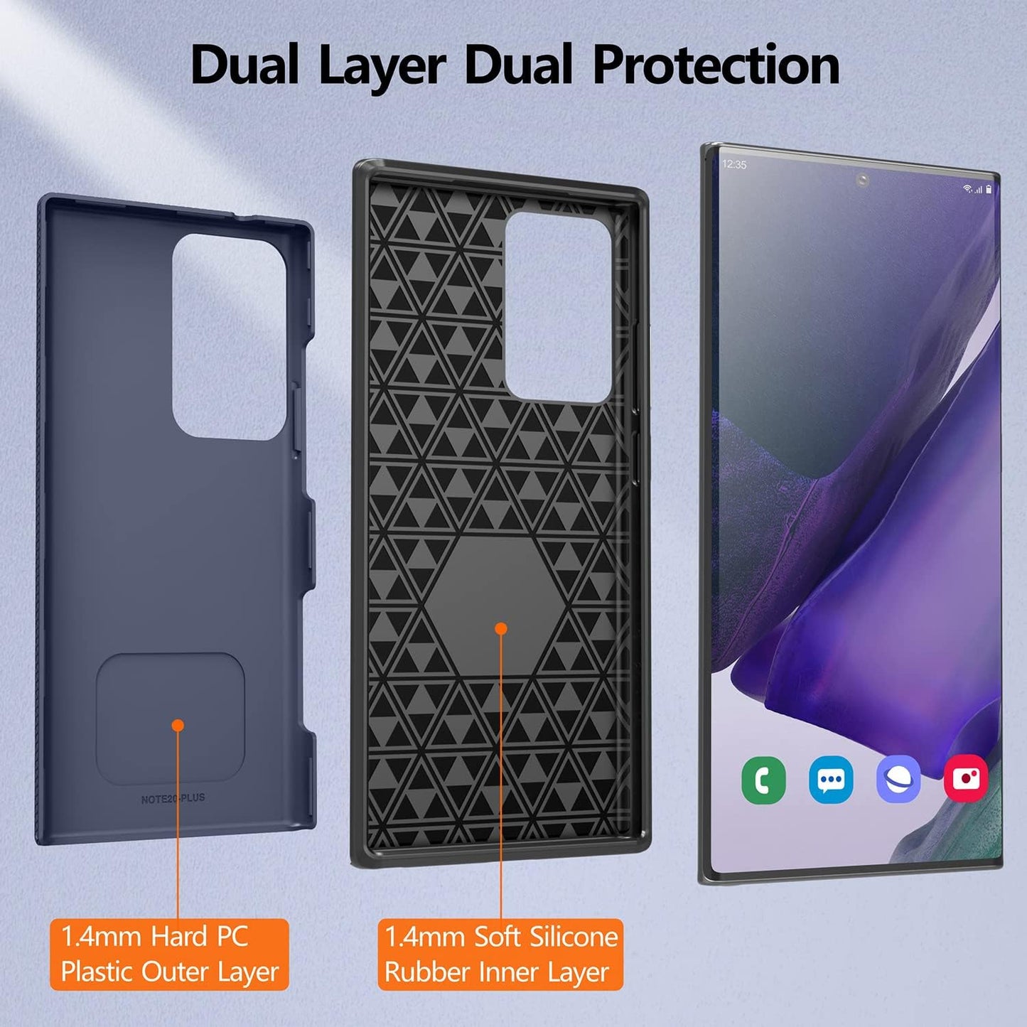 Rayboen for Galaxy Note 20 Ultra Case, Dual Layer Military Grade Shockproof Heavy Duty Protection Cover, Phone Case for Samsung Galaxy Note 20 Ultra 5G - Navyblue  Rayboen   