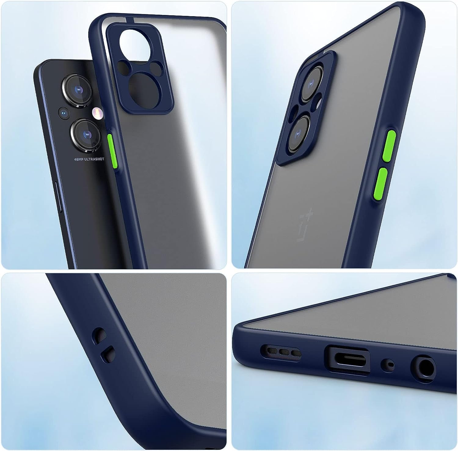 MAKAVO Slim Fit for Oneplus Nord N20 5G Case with Screen Protector [Ultra Thin] [Camera Cover] Full Protection Flexible Bumper Hard Matte PC Back Cover for One plus N20 5G (Blue)  MAKAVO   