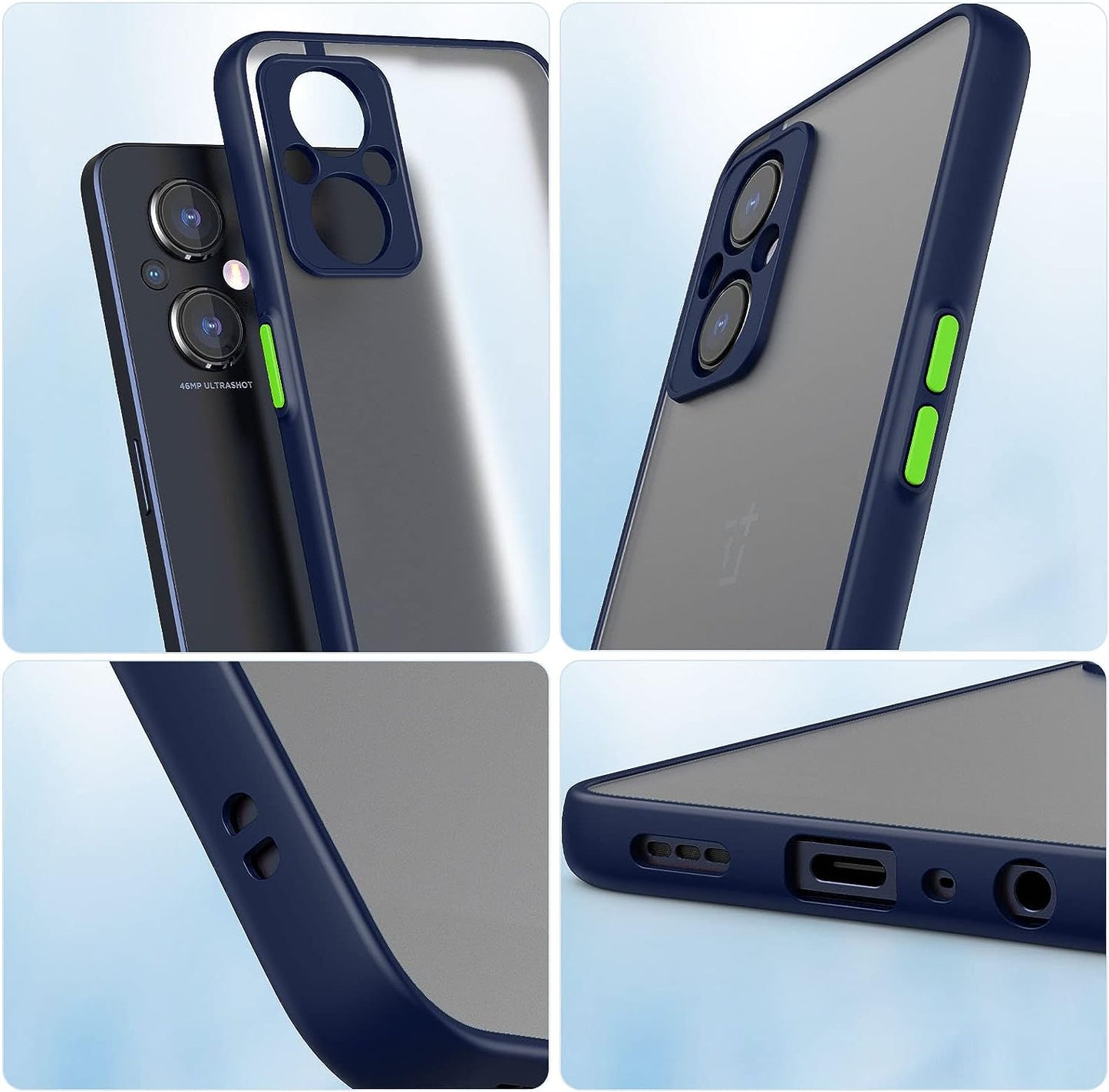 MAKAVO Slim Fit for Oneplus Nord N20 5G Case with Screen Protector [Ultra Thin] [Camera Cover] Full Protection Flexible Bumper Hard Matte PC Back Cover for One plus N20 5G (Blue)  MAKAVO   