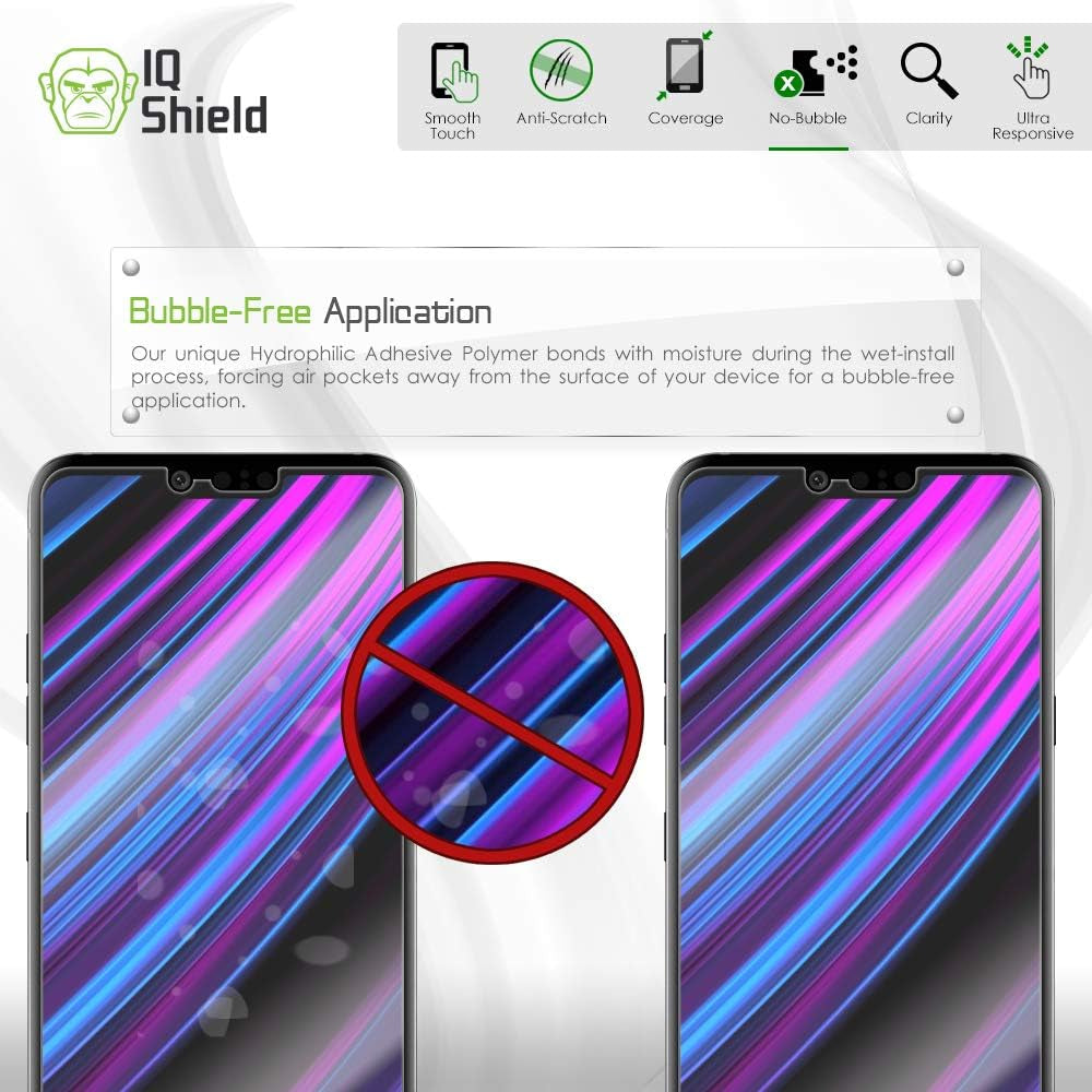 Iqshield Screen Protector Compatible with LG G8 Thinq (2-Pack)(Case Friendly) Anti-Bubble Clear TPU Film  IQShield   
