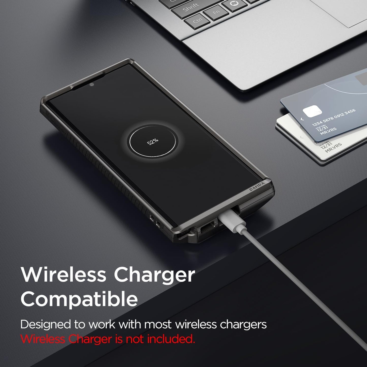 VRS DESIGN Damda Glide Hybrid Phone Case for Galaxy S22 Ultra, Sturdy Functional Case with Card Slot & Kickstand for Galaxy S22 Ultra (2022) Metal Black  VRS DESIGN   