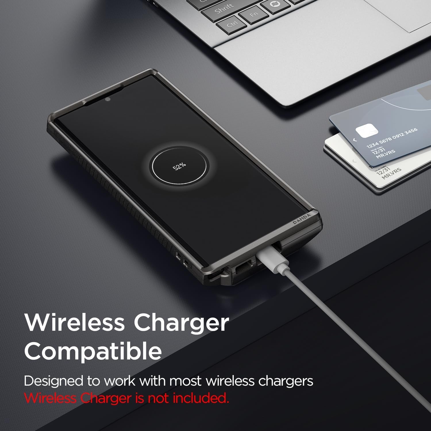 VRS DESIGN Damda Glide Hybrid Phone Case for Galaxy S22 Ultra, Sturdy Functional Case with Card Slot & Kickstand for Galaxy S22 Ultra (2022) Metal Black  VRS DESIGN   