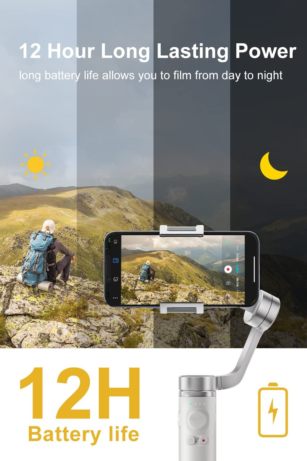 3-Axis Gimbal for Iphone 14 13 12 Pro Max XS X XR Samsung S21 S20 S10 Android, Foldable Handheld Phone Gimbal with Face/Object Tracking, Phone Stabilizer for Video Recording Vlog - FUNSNAP Capture Π  FUNSNAP   