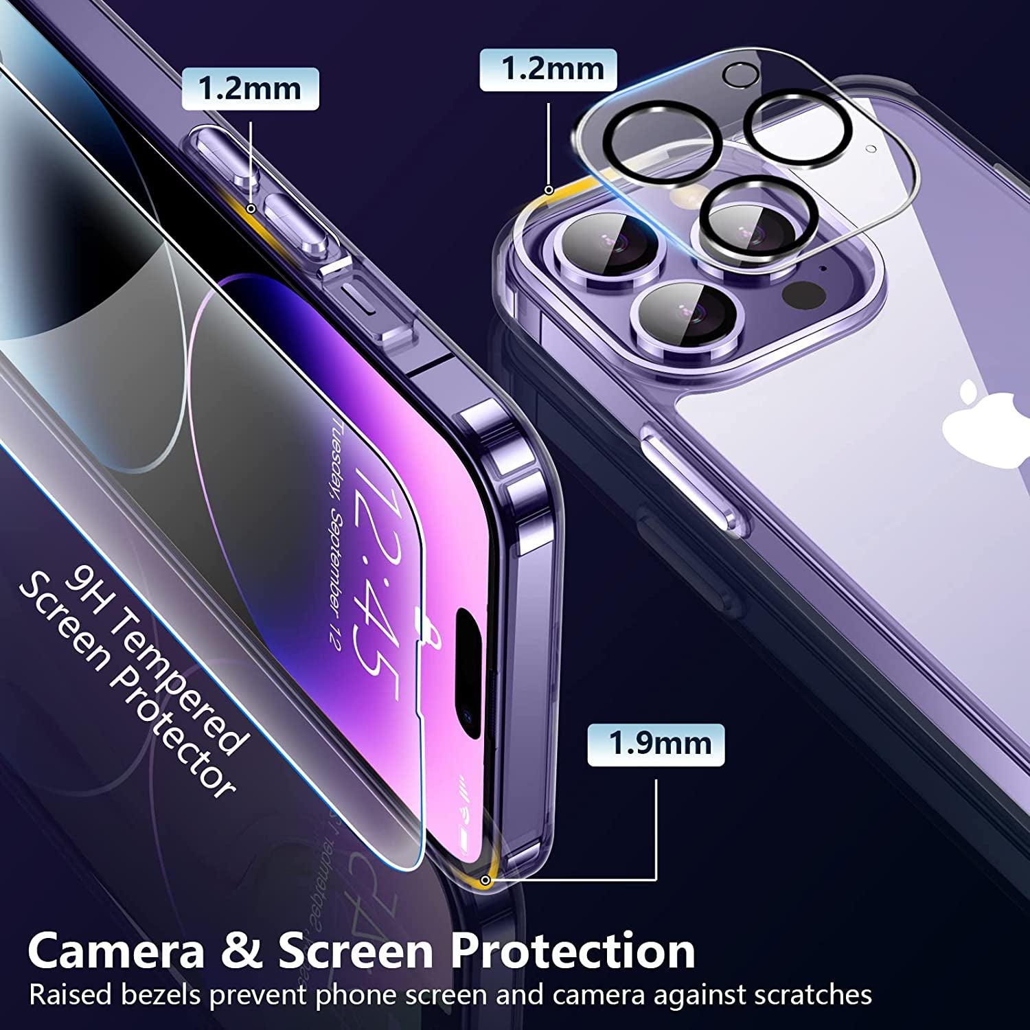 MOZOTER [2 in 1 for Iphone 14 Pro Max Case,[12 FT Shockproof] [With 1 Pcs Glass Screen Protector] [Heavy Duty] Clear Phone Case Cover 6.7-Crystal Clear  MOZOTER   