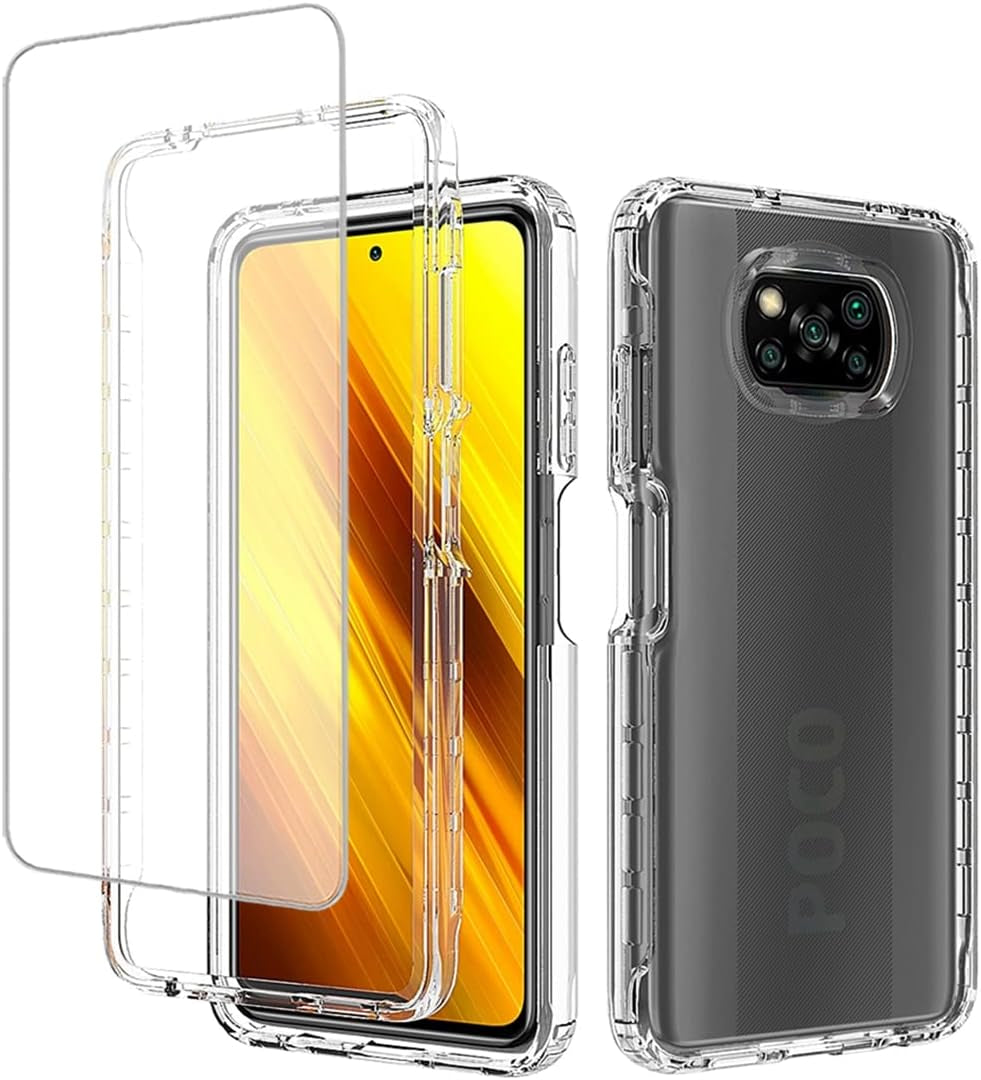 Zoeirc Case for Poco X3 Nfc/Poco X3 Pro/Poco X3 Case with Tempered Glass Screen Protector, Soft 360 Full Body Shockproof Hybrid Bumper Crystal Clear Case Cover for Xiaomi Poco X3 NFC (Clear)  Zoeirc   