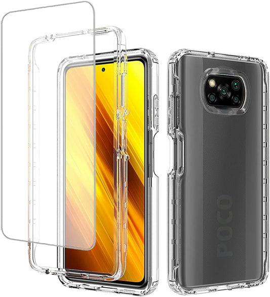 Zoeirc Case for Poco X3 Nfc/Poco X3 Pro/Poco X3 Case with Tempered Glass Screen Protector, Soft 360 Full Body Shockproof Hybrid Bumper Crystal Clear Case Cover for Xiaomi Poco X3 NFC (Clear)  Zoeirc   