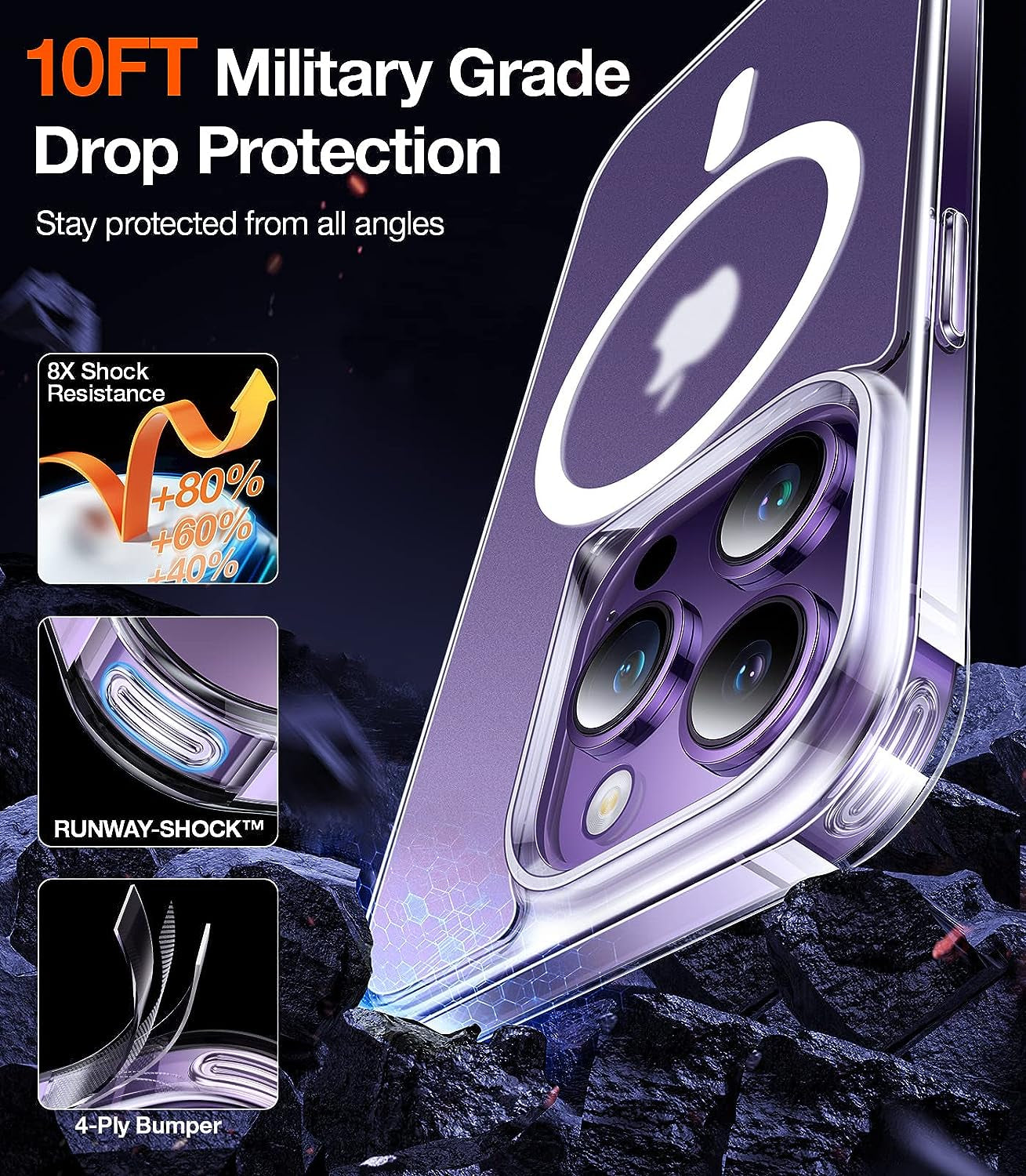 TORRAS Iphone 14 Pro Slim Matte Case - Military-Grade Drop Tested, Magsafe Compatible, Anti-Fingerprint, Frosted Clear  TORRAS   