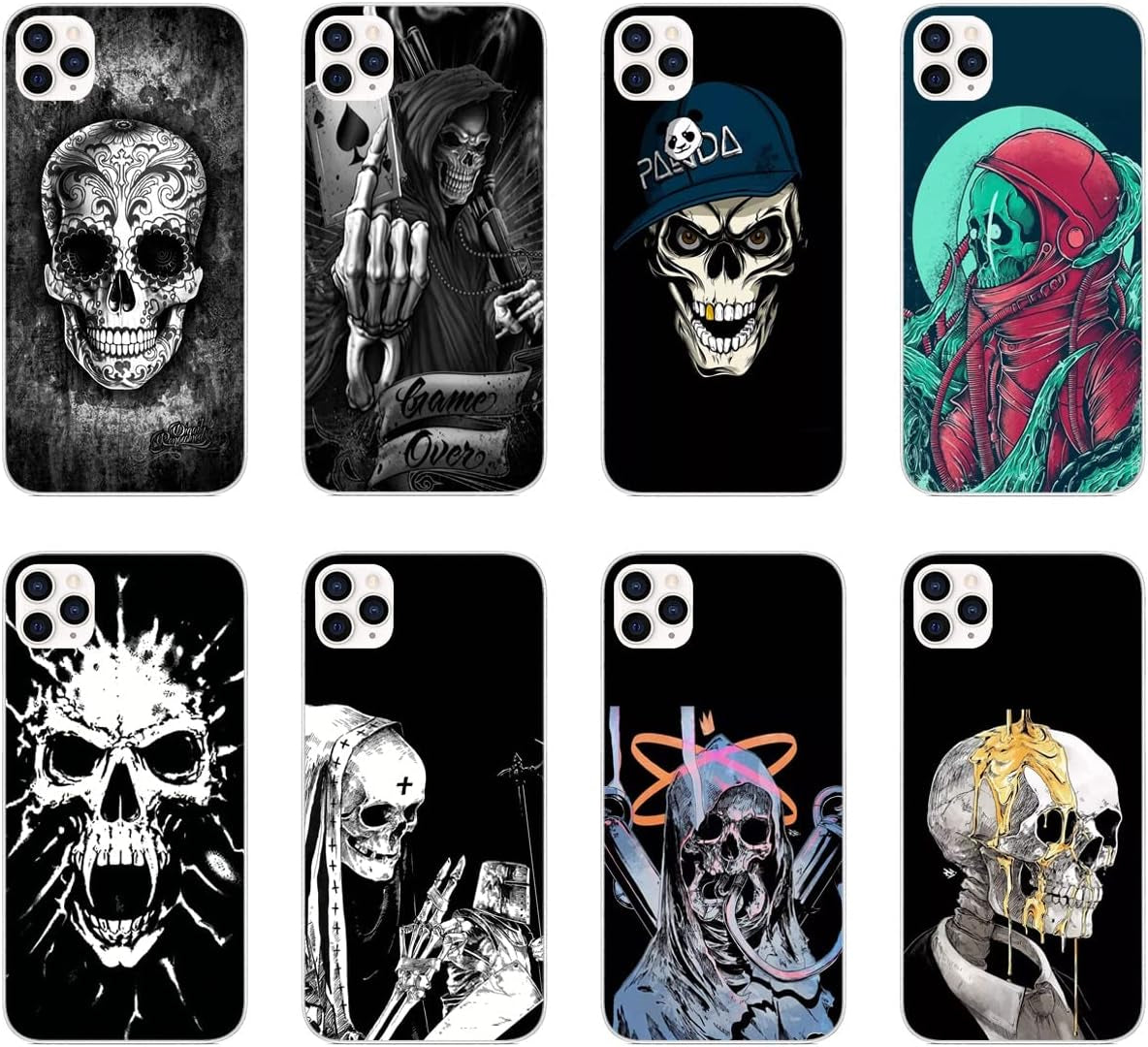 Compatible with LG G8 | LG G8 Thinq Case Cool Skull 556 Kids Girls Women Man Soft Flexible TPU Silicone Phone Case Clear  PTGVCTA   