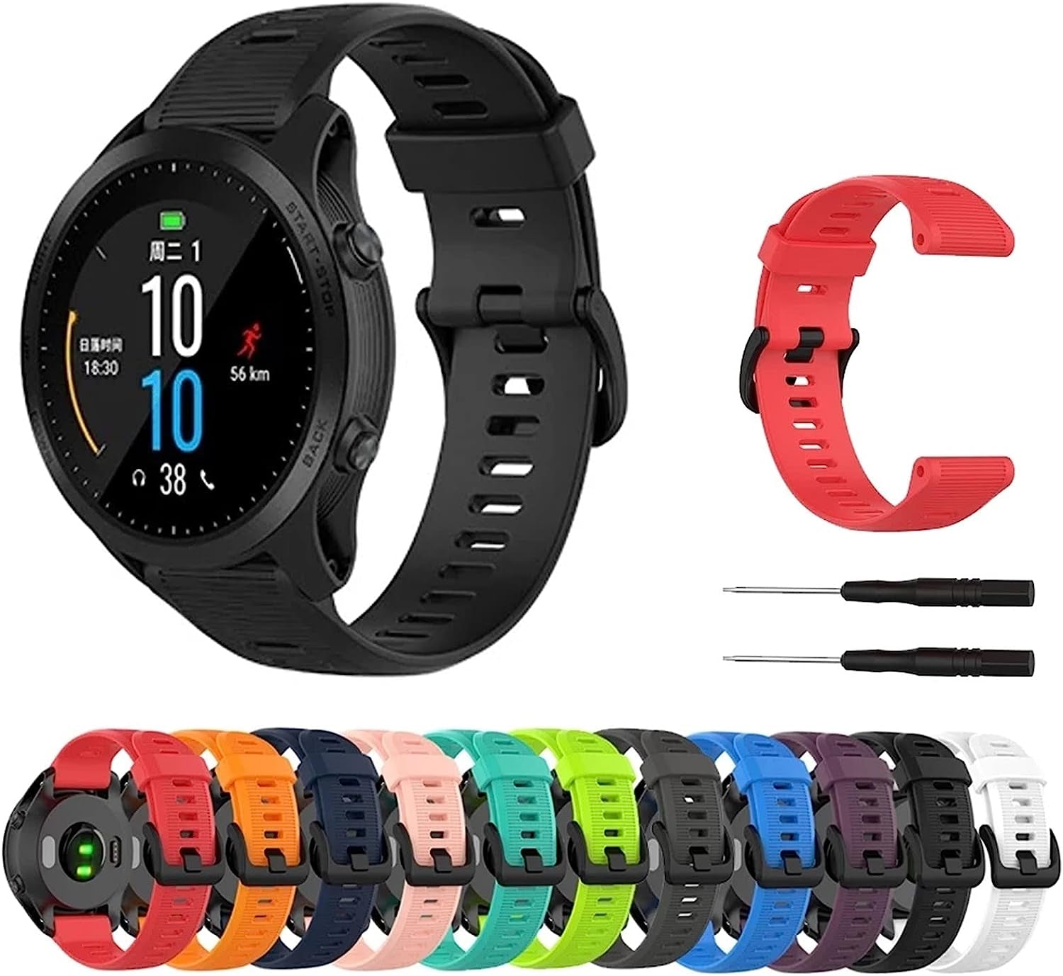 BANDKIT Silicone Watch Band Strap for Garmin Forerunner 935 945 Smart Watch 22Mm Replacement Wristband Wrist Strap  BANDKIT   