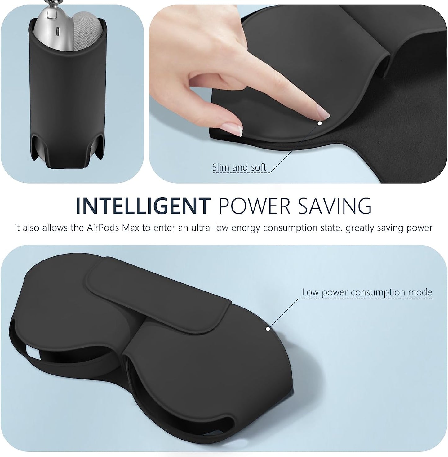 Clear Airpods Max Case and Silicone Airpod Max Automatic Sleep Function Protective Headphones Case,Inesore for Apple Airpods Max Case Accessories anti Scratch Dust Prevention(Black Case+Clear Case)  Inesore   