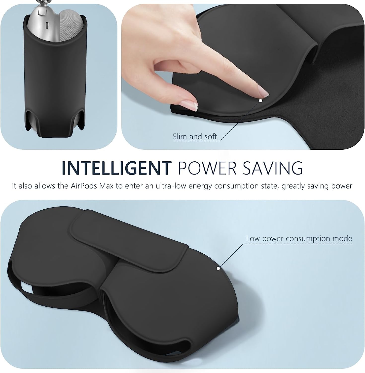 Clear Airpods Max Case and Silicone Airpod Max Automatic Sleep Function Protective Headphones Case,Inesore for Apple Airpods Max Case Accessories anti Scratch Dust Prevention(Black Case+Clear Case)  Inesore   