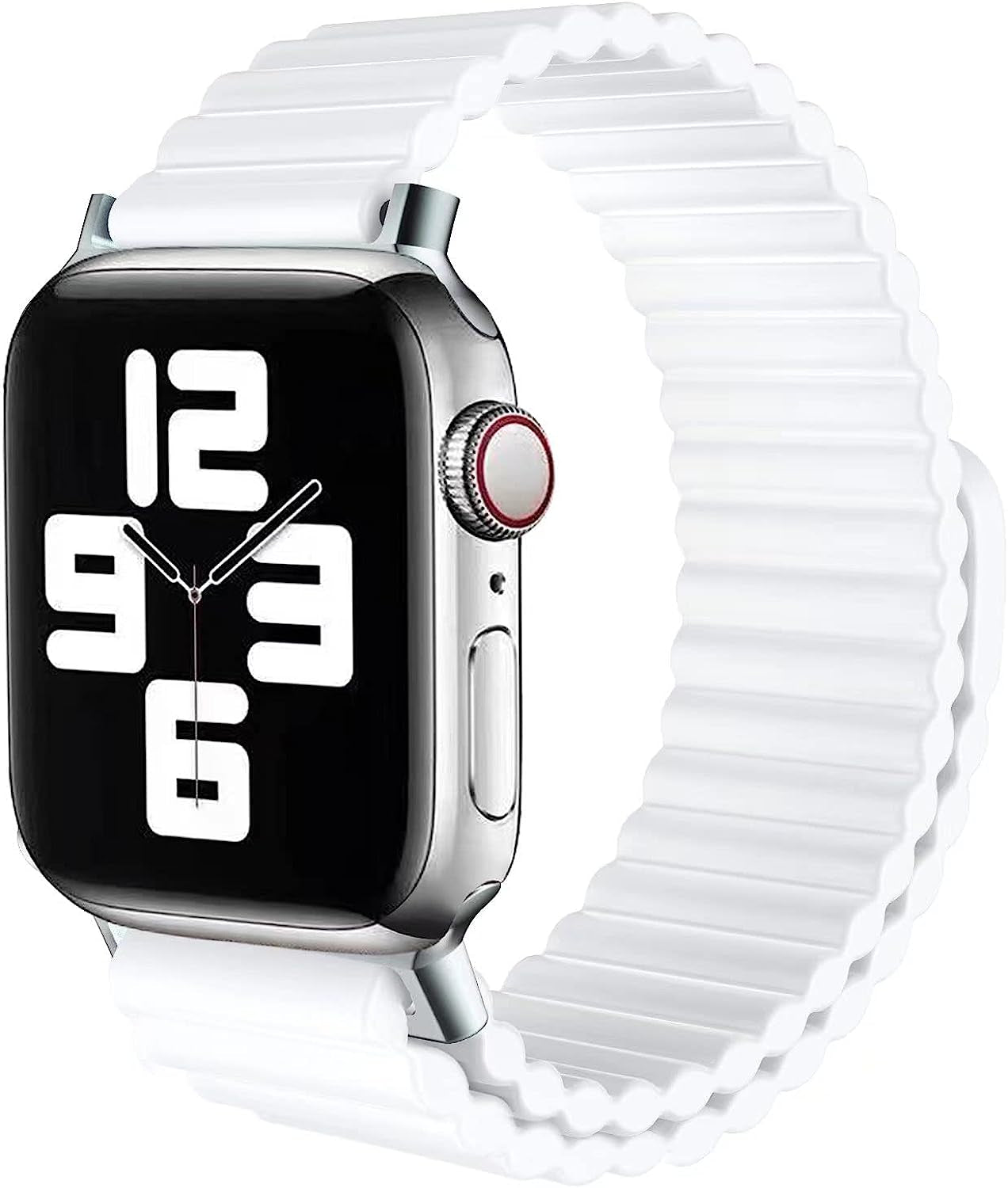 ZOMFOM Magnetic Band Compatible for Apple Watch 42Mm 44Mm 45Mm 49Mm, Sport Silicone Adjustable Loopback Wristband for Iwatch Series 8 7 6 5 4 3 2 1 SE  ZOMFOM White  