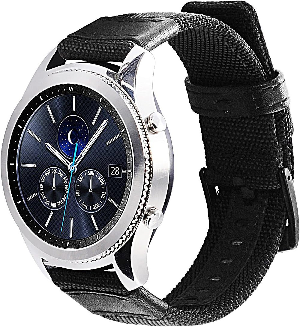 Maxjoy Galaxy Watch 46Mm/ Galaxy Watch 3 45Mm Bands, Gear S3 Frontier Classic Nylon Band, 22 Mm Quick Release Replacement Strap Large Sport Wristband Compatible Samsung Gear S3 Smart Watch, Black  Maxjoy   