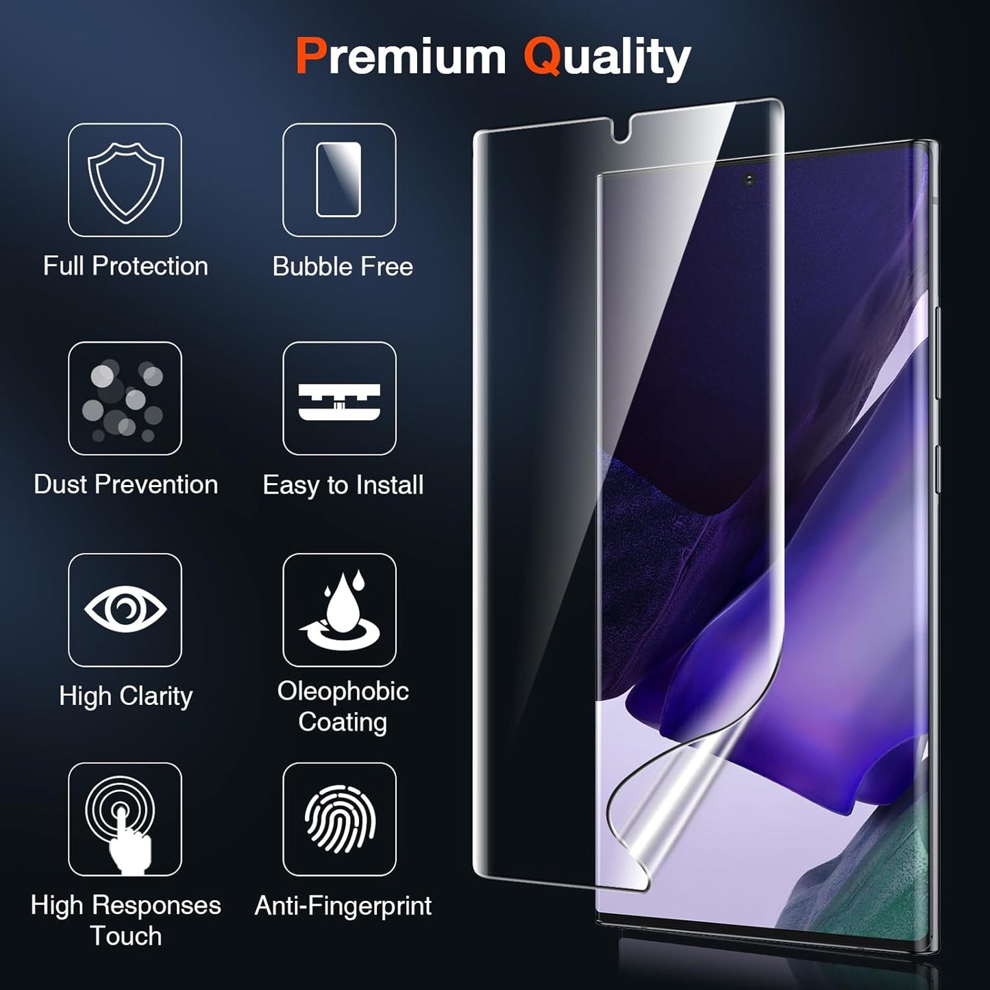 LK 3 Pack for Samsung Galaxy Note 20 Ultra Screen Protector [Not Glass] [Support Fingerprint Unlock] [Anti-Scratch] Bubble Free, 3D Curved Max Coverage Screen Protector for Note 20 Ultra  LK   