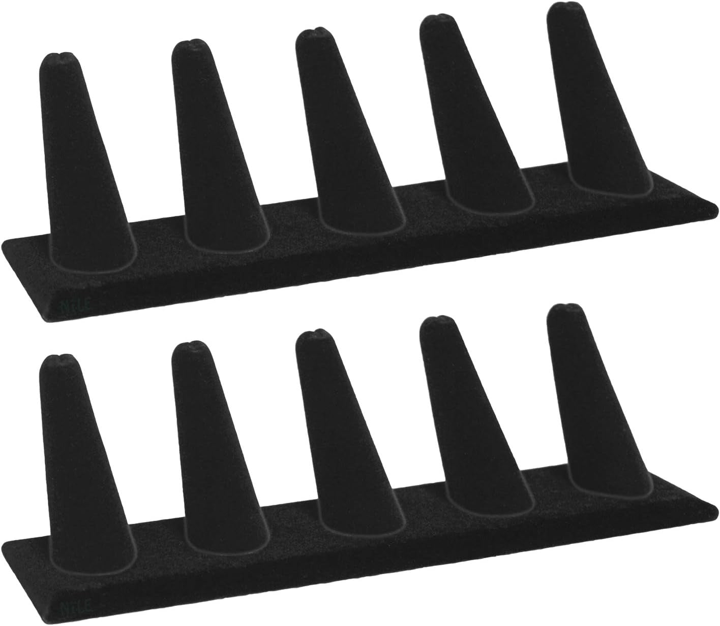 MOOCA 2 Pcs Set Ring Organizer for Showcase Display Drawer 5 Long Ring Storage Holder Jewelry Display Stands Showcase Jewelry Storage Counter, White Leatherette, 8" W X 2 1/8" D X 2 1/2" H  MOOCA 1) Black Velvet  