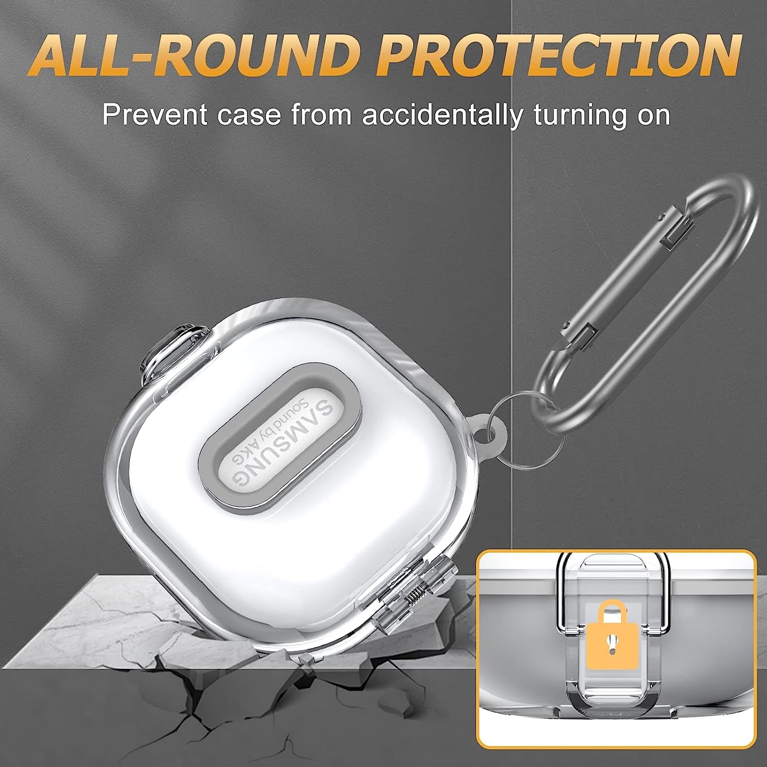 [Upgrade Lock]Case for Samsung Galaxy Buds 2 Pro Case(2022)/Galaxy Buds 2 Case(2021)/Galaxy Buds Live Case(2020)/ Galaxy Buds Pro Case(2021),Tpu Hard Shell Protective Cover with Lanyard/Keychain-Clear  AIBEAMER   