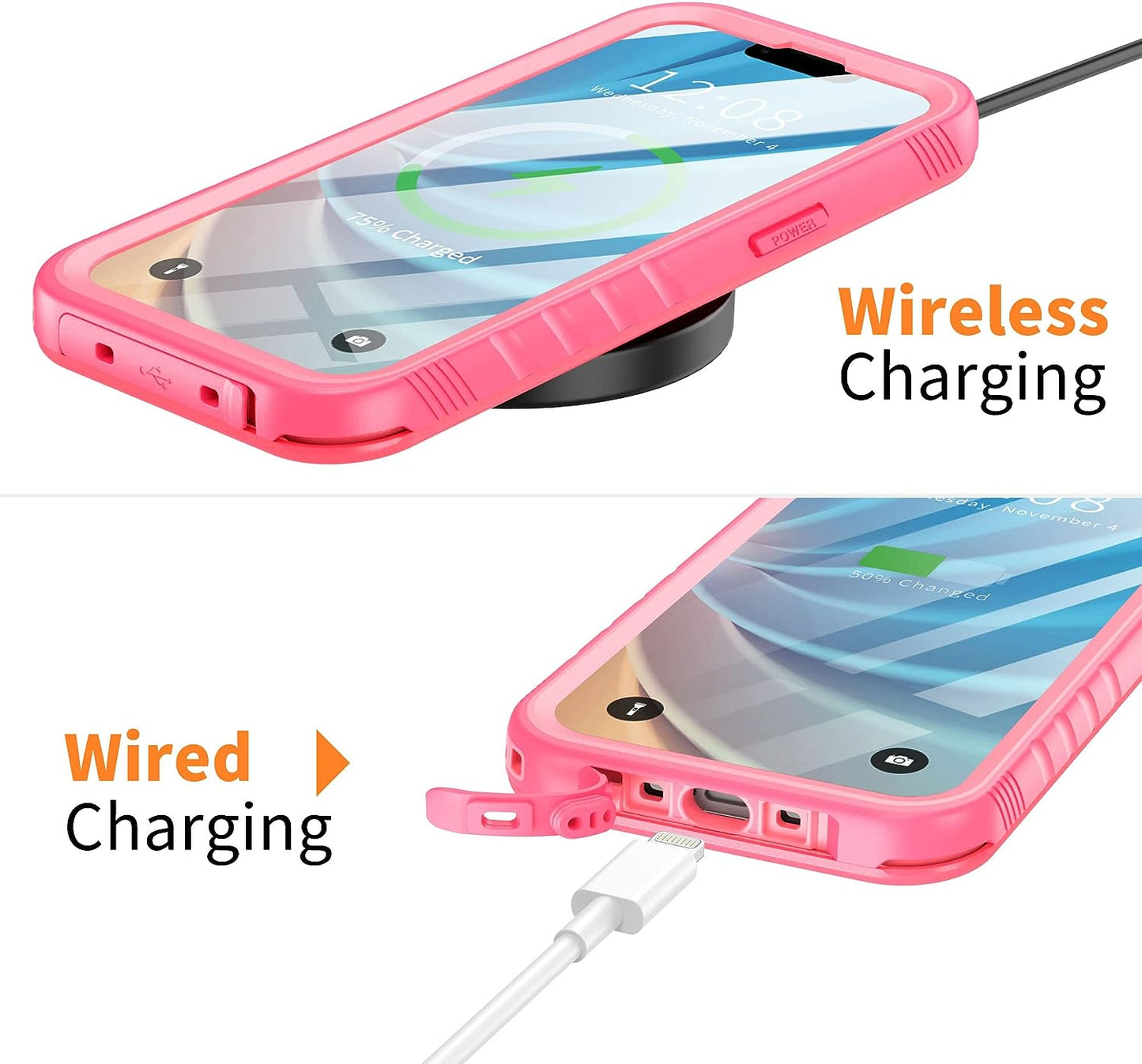 Cozycase Compatible with Iphone 14 plus Waterproof Case - Full Body Shockproof Dustproof Dropproof Built in Screen Protector Rugged Waterproof Case for Iphone 14 plus 6.7 Inch Pink  Cozycase   