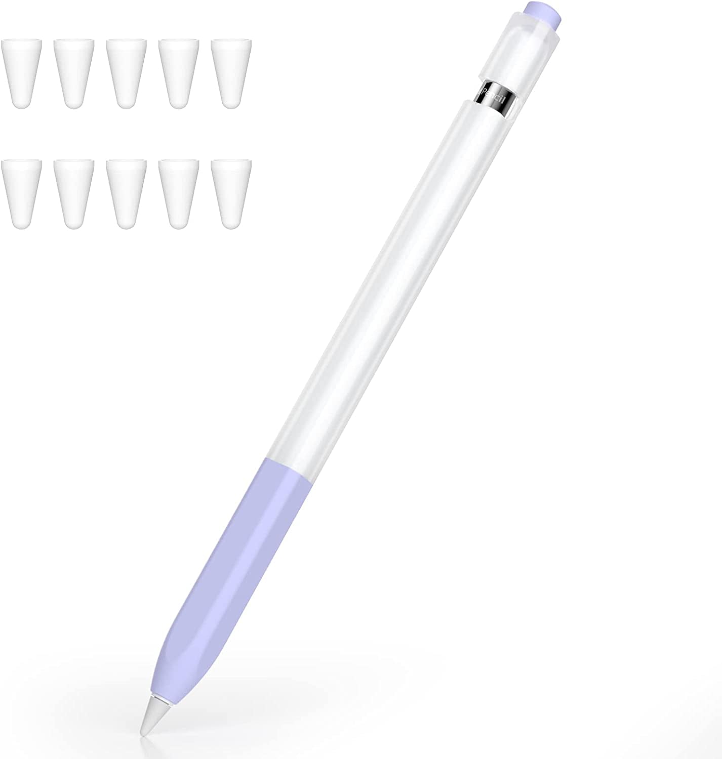 Joosko Compatible with Apple Pencil 1St Generation Case, Non-Slip Silicone Case, [With 10 Silicone Nib Sleeves] for Apple Pencil 1St Generation. (Pink)  JOOSKO Lavender  