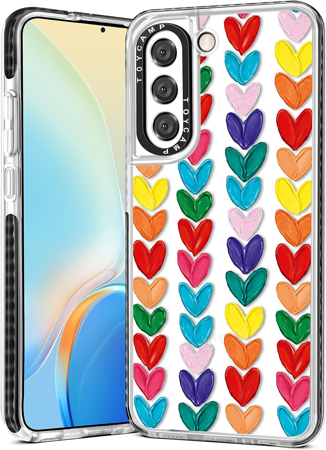 Toycamp for Samsung Galaxy S21 plus Case, Cute Funny Sun Moon Star Design for Women Girls Boys Teens for Galaxy S21 plus Cases, Cute Cartoon Sun Moon Star Print Cover for S21 plus Case 5G, 6.7''  Toycamp White Colorful Heart  