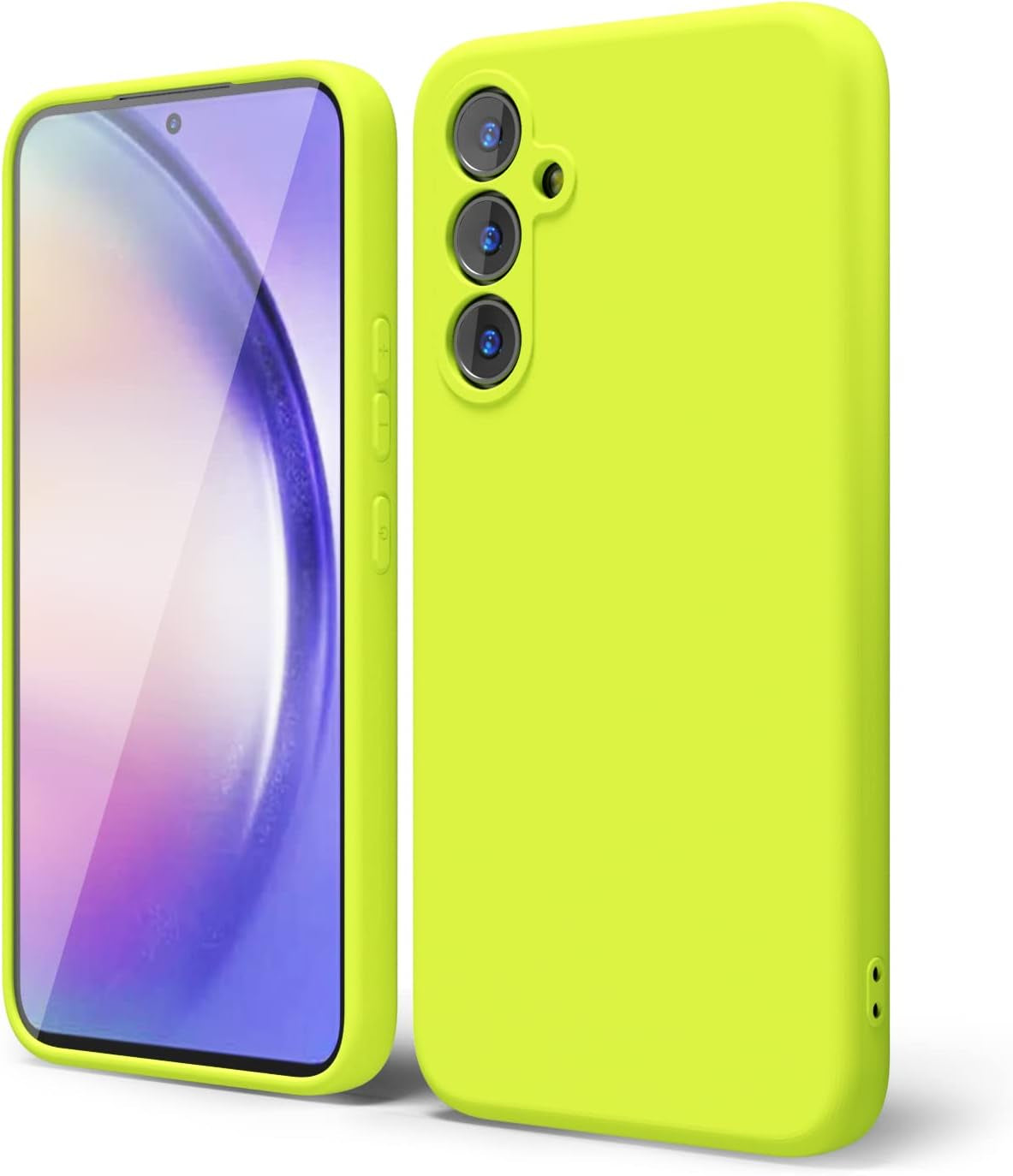 Oakxco for Samsung Galaxy A53 Phone Case Liquid Silicone, Cute Thin Slim Soft Rubber TPU Plain Smooth Gel Cover for Women Girl, Matte Solid Protective & Shockproof, Black  oakxco Neon Yellow A54 
