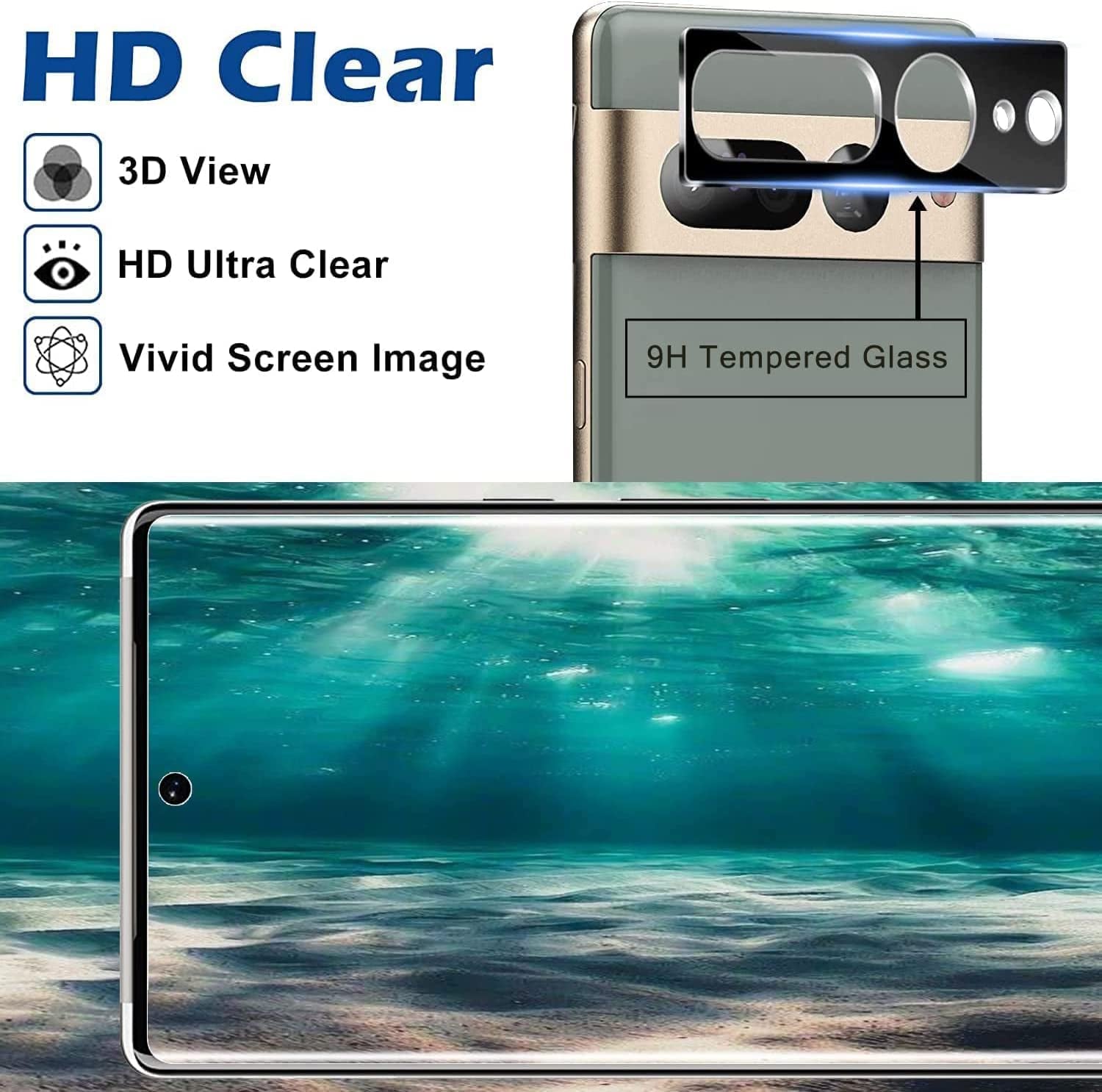 [2+2 Pack] for Google Pixel 7 Pro Screen Protector, 9H Tempered Glass, Ultrasonic Fingerprint Compatible, 3D Curved, HD Clear Scratch Resistant for Google Pixel 7 Pro 5G Glass Screen Protector…  HOMEMO   