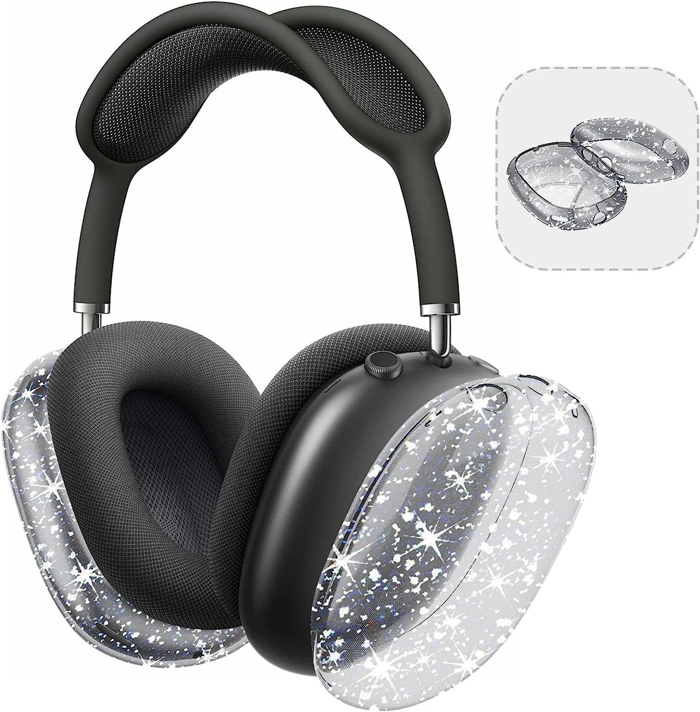 Aiaabq for Airpods Max Case Cover, Clear Soft TPU Skin Anti-Scratch, Transparent Accessories Ultra Protective Cover for Apple Airpods Max Headphones Case  Aiaabq Transillumination - Black  