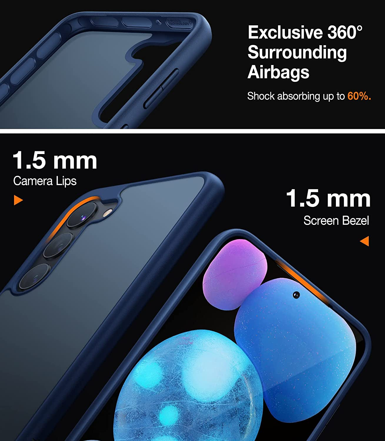 TORRAS Shockproof Designed for Samsung Galaxy S23 plus Case(Only), [Military Grade Drop Tested] Translucent Slim Protective Matte Phone Case for Samsung S23 plus Case 5G Guardian,Navy Blue  TORRAS   