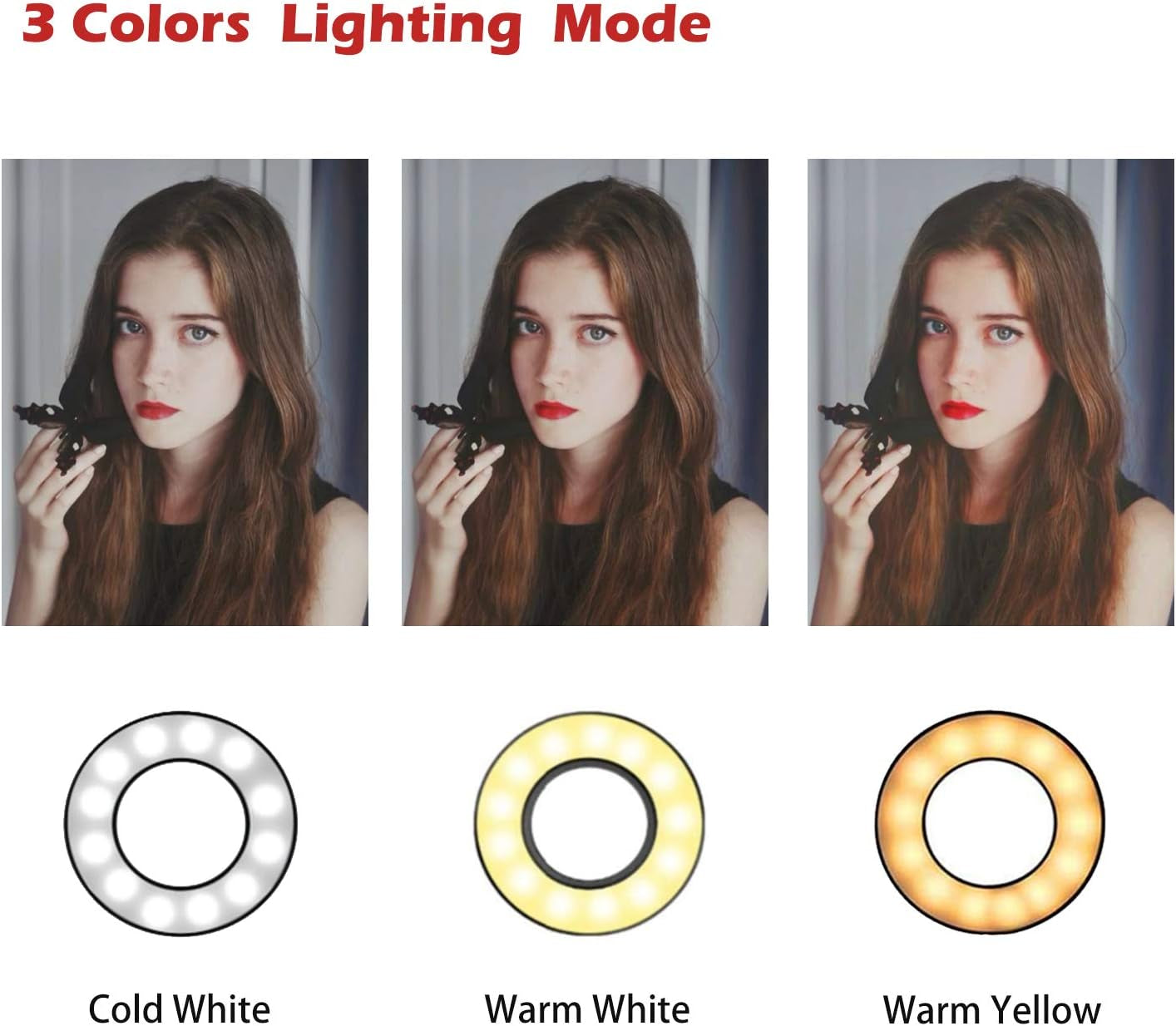 Fimghsoo Selfie Ring Light with Cell Phone Holder for Live Stream/Makeup/Video Chat, LED Camera Beauty Light with Flexible Arms[3-Light Mode][10-Level Brightness], Compatible Iphone Android Phone  Fimghsoo   