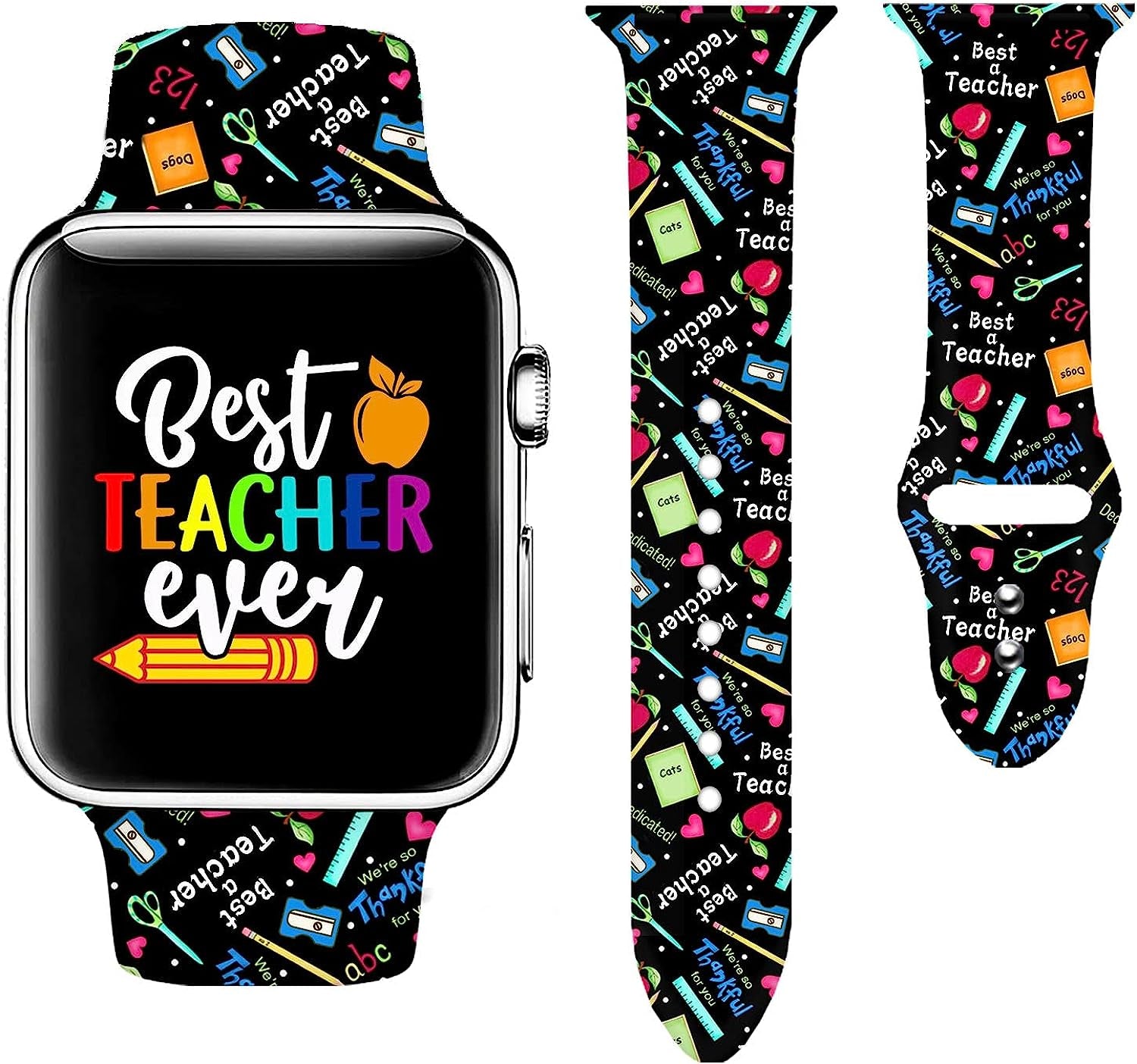 Sport Watch Band Compatible with Apple Watch 38Mm 40Mm 41Mm 42Mm 44Mm 45Mm for Women Men,Adjustable Replaceable Soft Silicone Smartwatch Straps for Iwatch Series SE 7 6 5 4 3 2 1  JOJGOEHO Teacher Appreciation Gifts 2 38mm/40mm/41mm (M/L) 