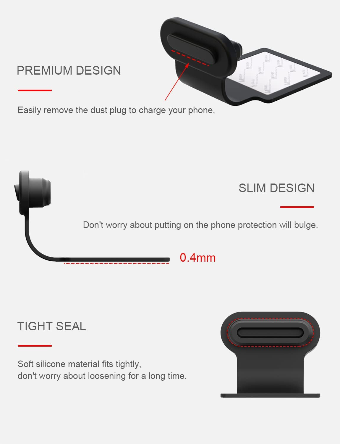 Gavemi USB C Dust Plug, for Phone USB Type C Port Dust Cover Cap, 2 Pack (Black)  BSTQ   