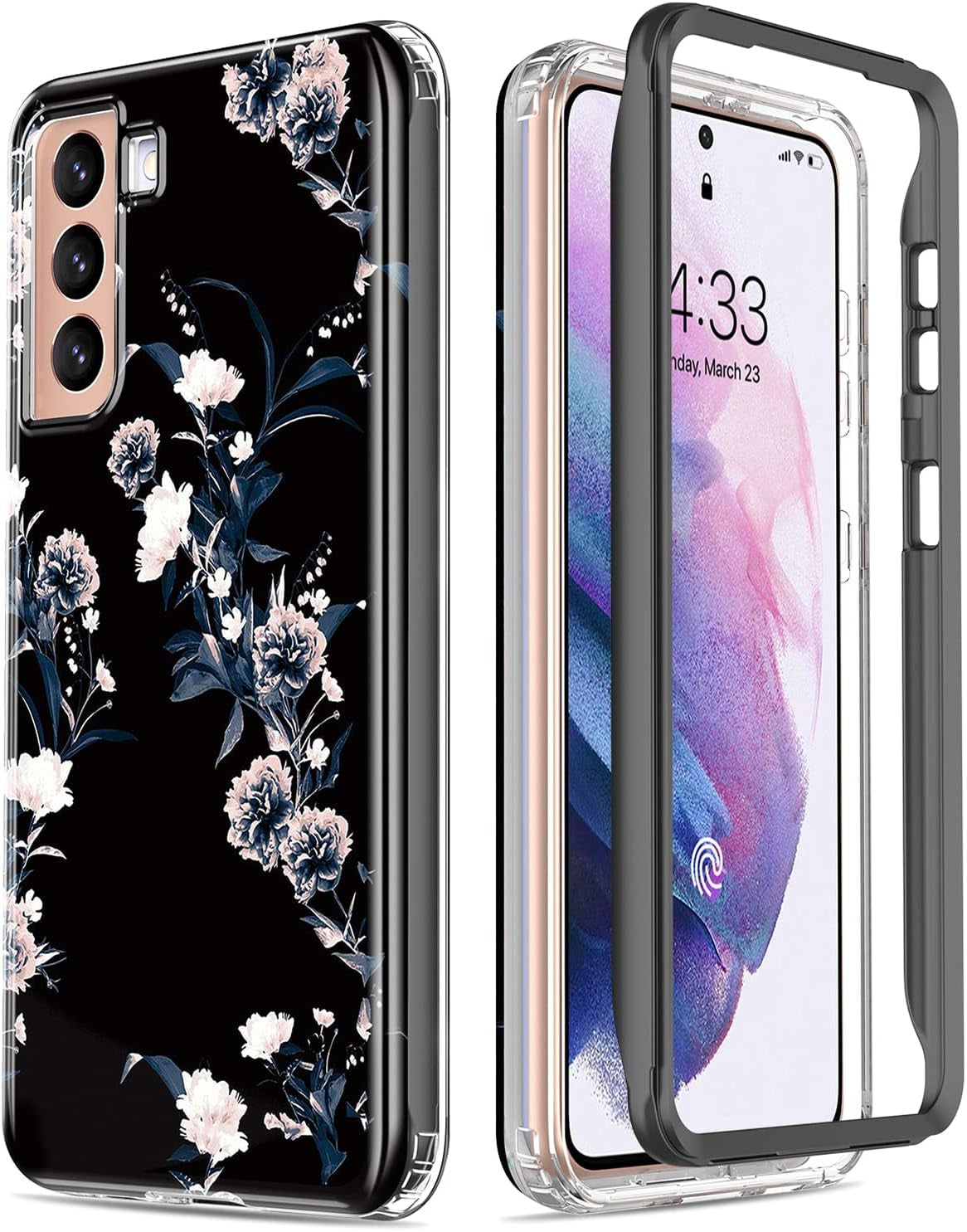 Esdot for Samsung Galaxy S21 Case,Military Grade Passing 21Ft Drop Test,Rugged Cover with Fashionable Designs for Women Girls,Shockproof Protective Phone Case for Galaxy S21 6.2" Flower Garden  Esdot Elegant Blossoms  