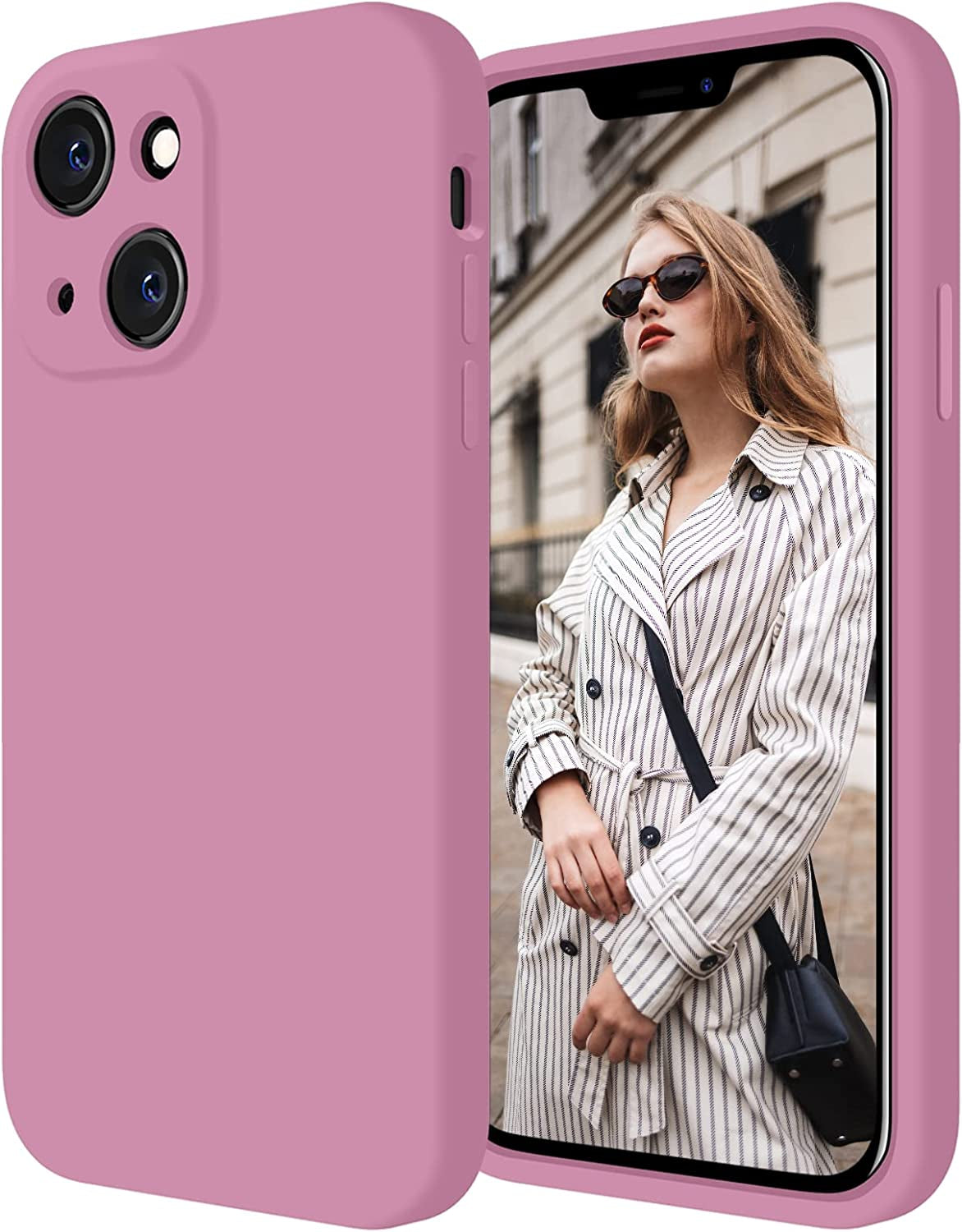 Firenova for Iphone 14 Case, Silicone Upgraded [Camera Protection] Phone Case with [2 Screen Protectors], Soft Anti-Scratch Microfiber Lining Inside, 6.1 Inch, Alpine Green  FireNova Lilac Purple  