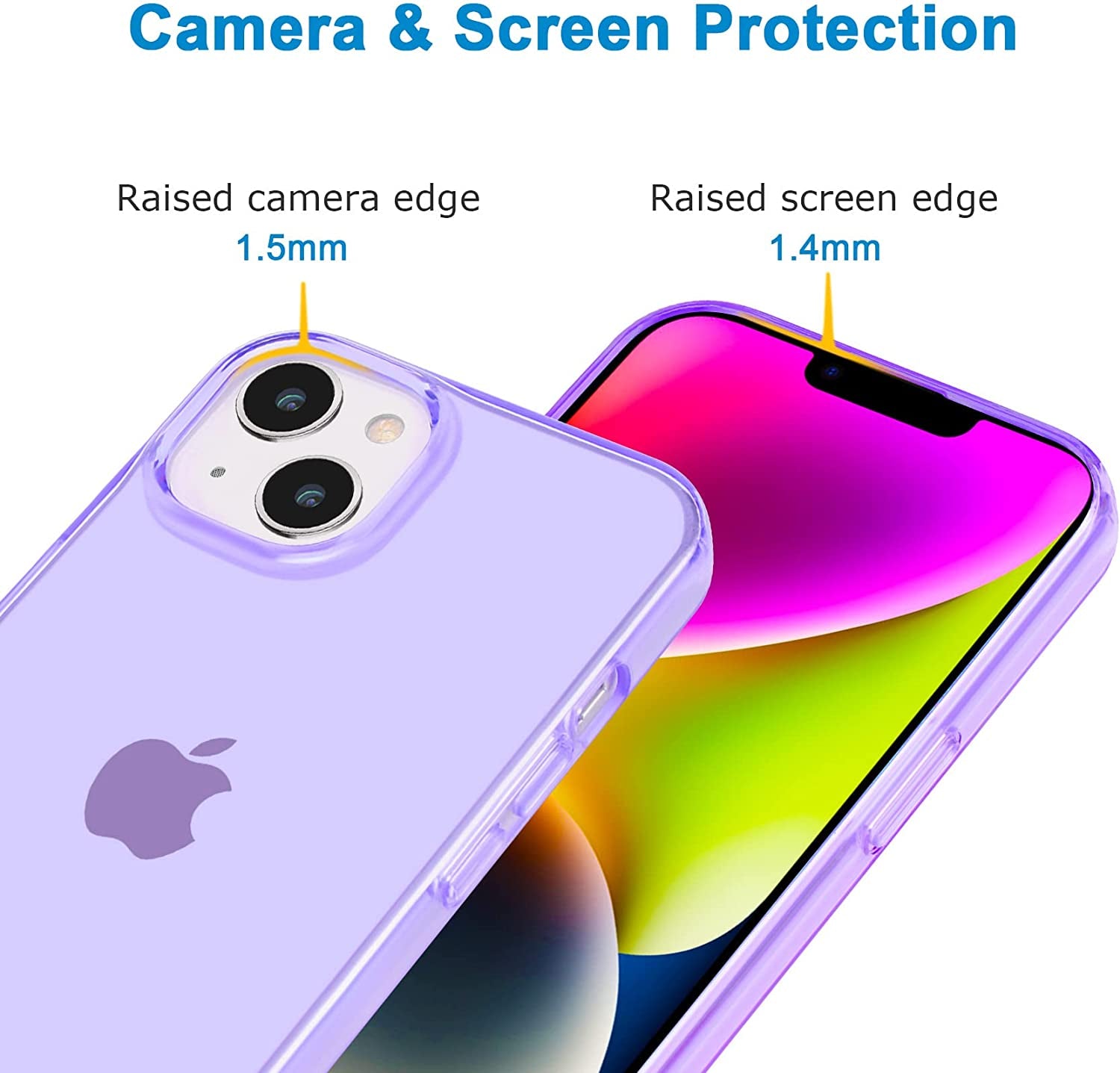 Jjgoo Compatible with Iphone 14 Case Clear, Soft Shockproof Protective Slim Thin Phone Bumper Cover Transparent Phone Case for Iphone 14-6.1 Inch 2022, Translucent Purple  JJGoo   