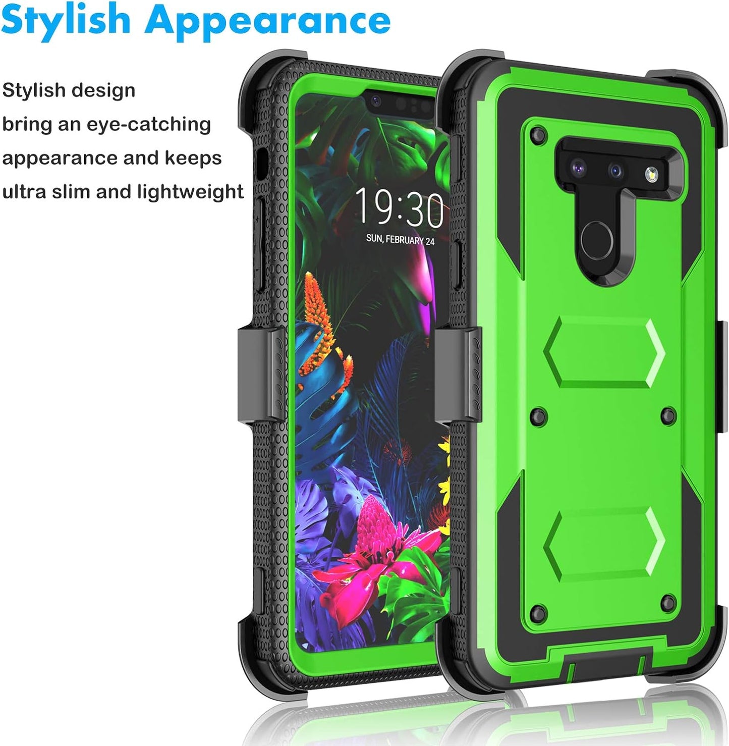 Njjex Compatible with LG G8 Thinq Case/Lg G8 Holster Case, [Nbeck] Shockproof Heavy Duty Built-In Screen Protector Rugged Locking Swivel Belt Clip Kickstand Hard Shell Cover [Green]  NJJEX   