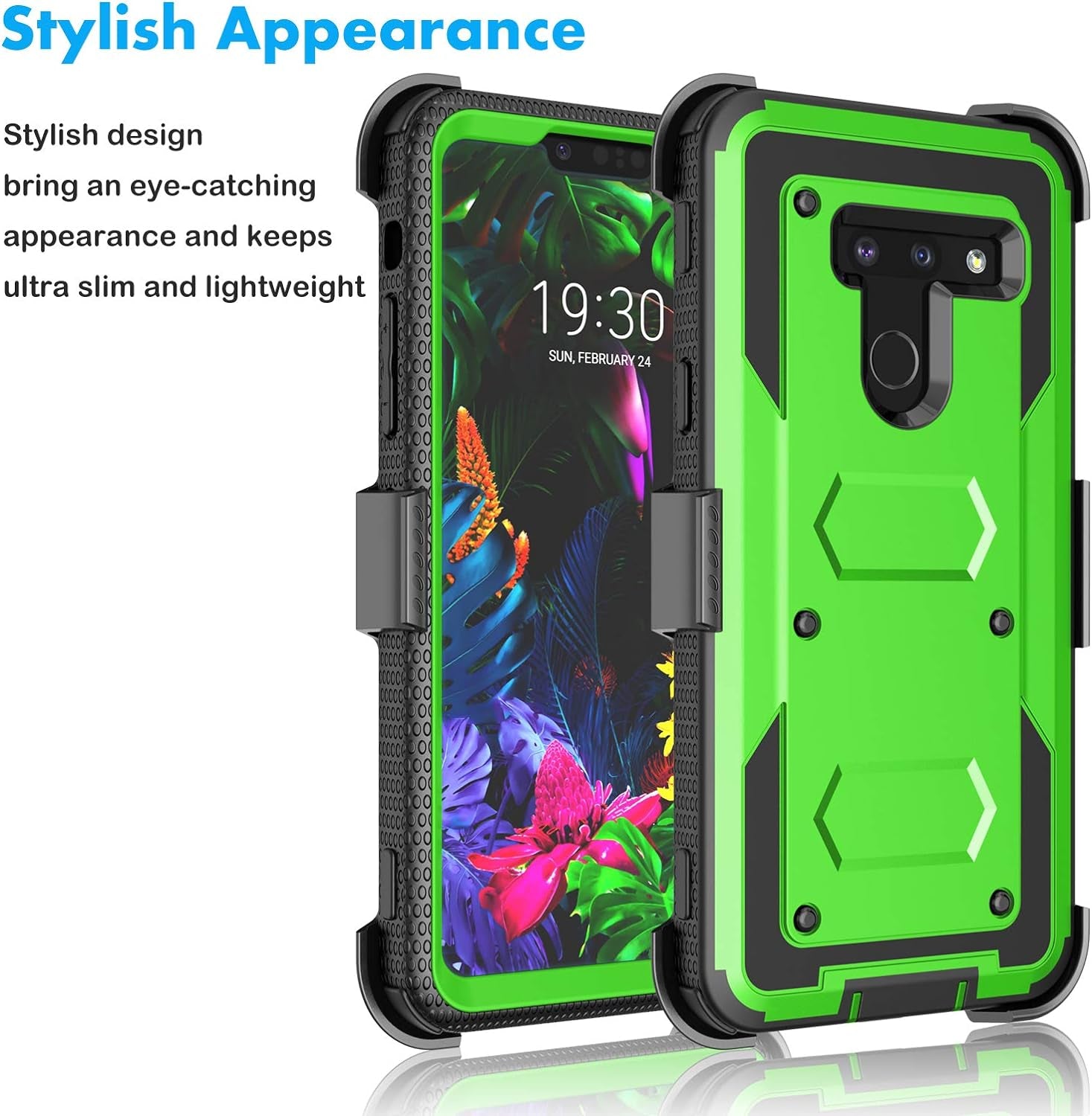 Njjex Compatible with LG G8 Thinq Case/Lg G8 Holster Case, [Nbeck] Shockproof Heavy Duty Built-In Screen Protector Rugged Locking Swivel Belt Clip Kickstand Hard Shell Cover [Green]  NJJEX   