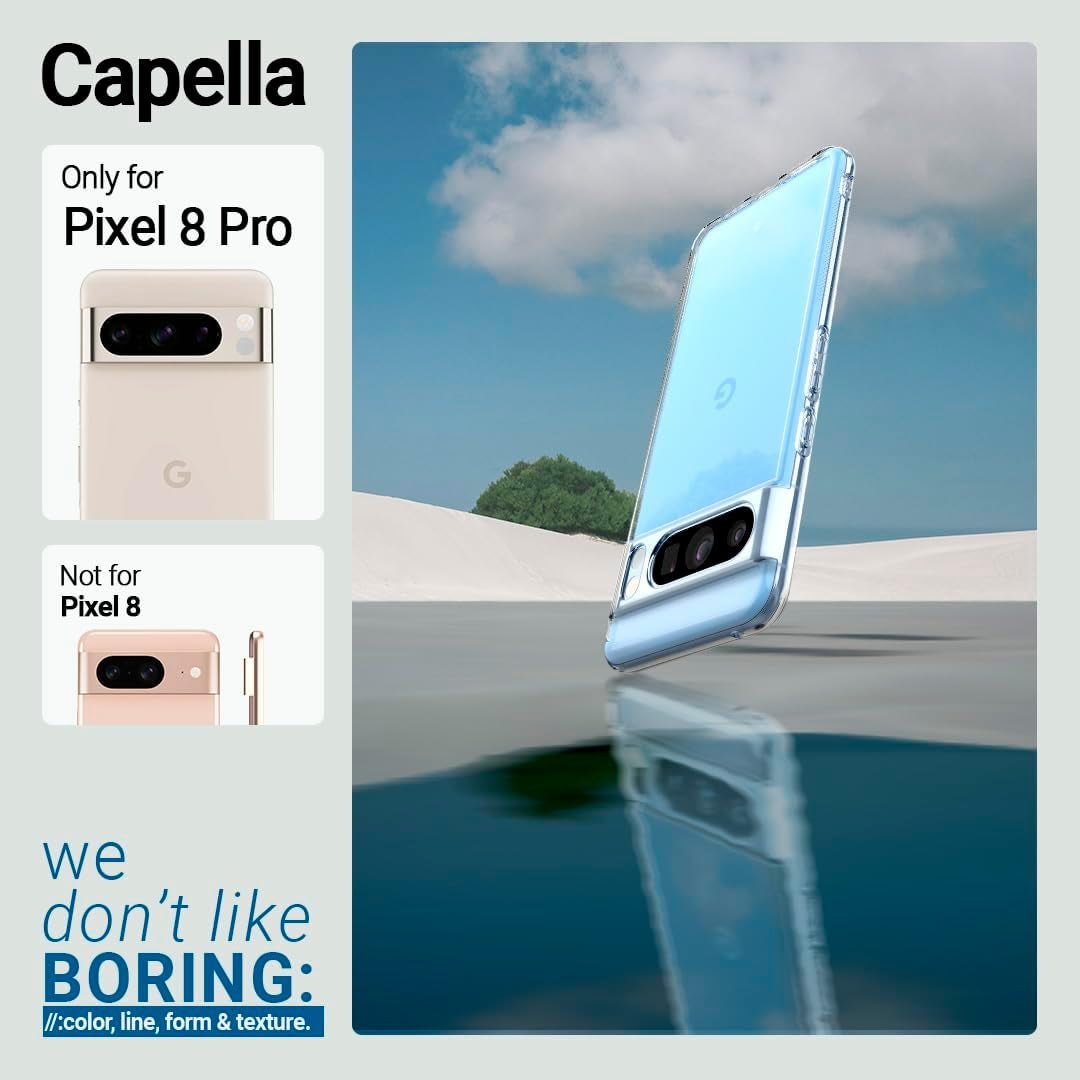 Caseology Capella Crystal Clear Case Compatible with Google Pixel 8 Pro Case 5G [Military Grade Drop Tested](2023) - Crystal Clear  Caseology   