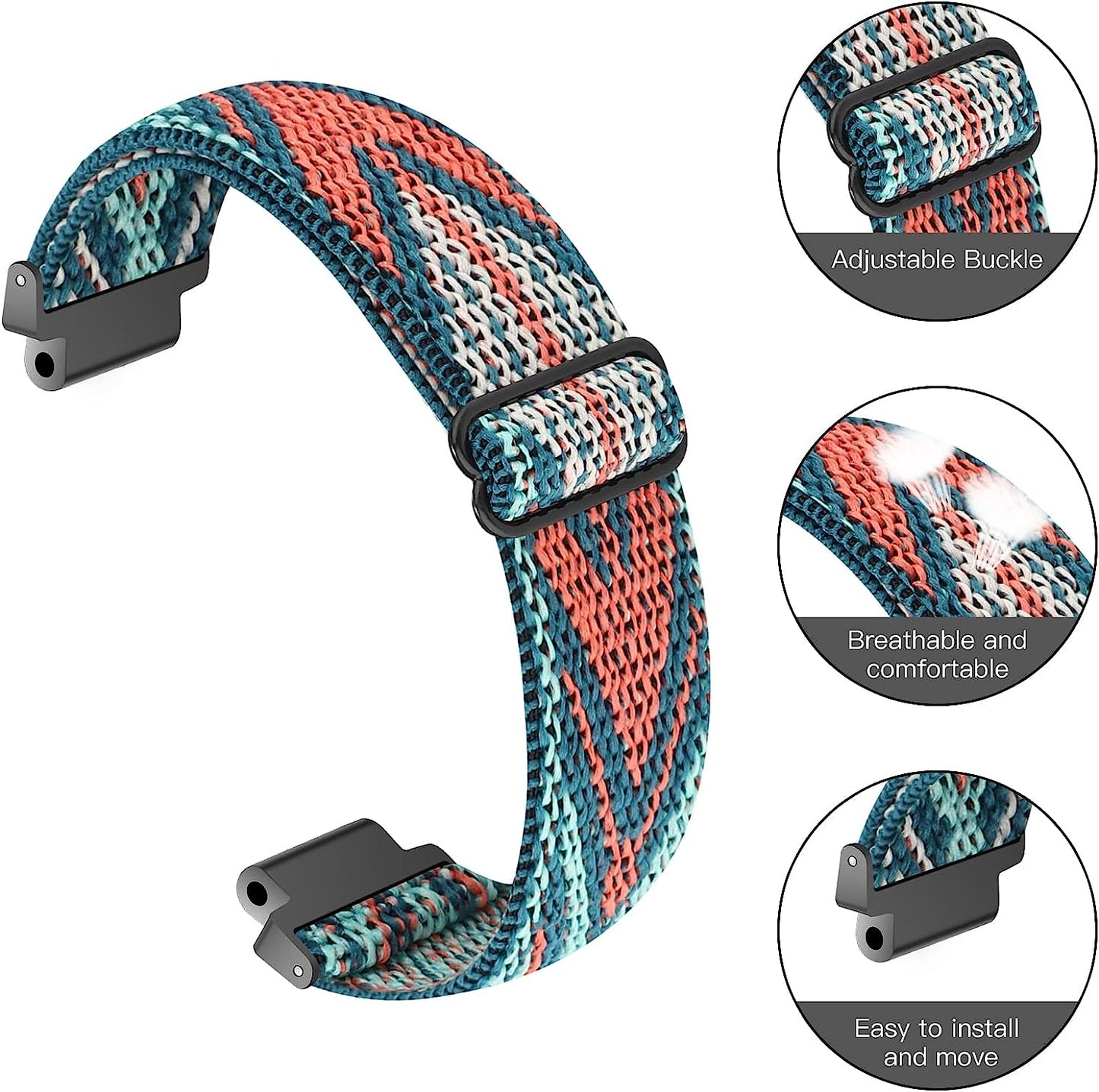 Adjustable Elastic Watch Band Compatible with Garmin Forerunner 235, Nylon Breathable Sports Replacement Wristbands for Forerunner 220/230/620/630/735Xt/235Lite for Women Men  WONFAITH   