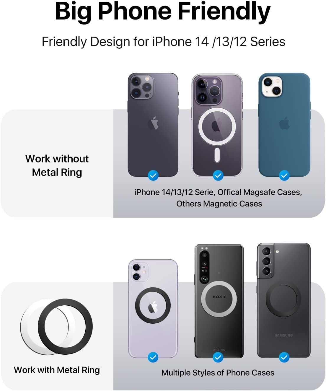 [2023 Newest] Andobil Easyfly Magnetic Phone Grip [Strongest Magnet Power] Gym Cell Phone Finger Ring Holder Compatible with Magsafe Iphone 14 Pro Max 14 13 12, Rotate Kickstand, Carbon Fiber Design  andobil   