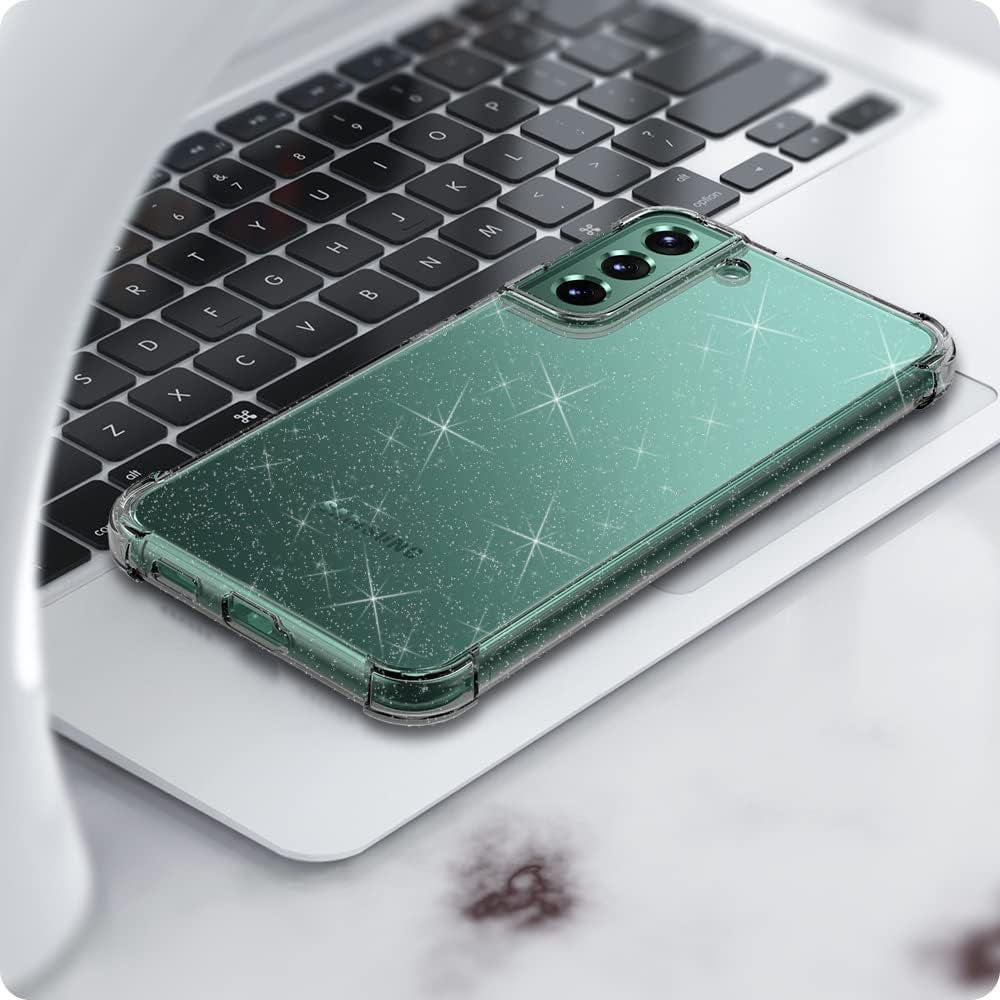 KIOMY Galaxy S22 5G Glitter Case for Girl Women Shockproof Bumper Protective Clear Cell Phone Back Cover with 4 Corners for Samsung Galaxy S22 5G Sparkle Shiny Slim Fit Flexible Luxury Sparkly  KIOMY   