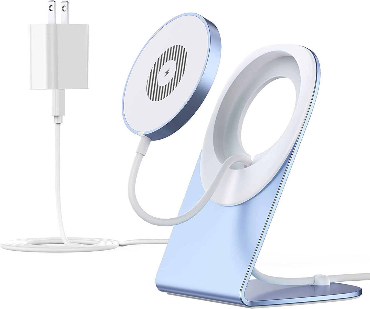 Magnetic Wireless Charger for Apple Series, Mag-Safe Charger Stand 15W Fast Wireless Charging Stand/Pad+5Ft USB-C Cable for Iphone 14 13 12 Pro Max Mini, Airpods(With 20W USB-C PD Adapter)Mag Chargers  Shenzhen Dsenbor Technology Co.,Ltd. Blue  