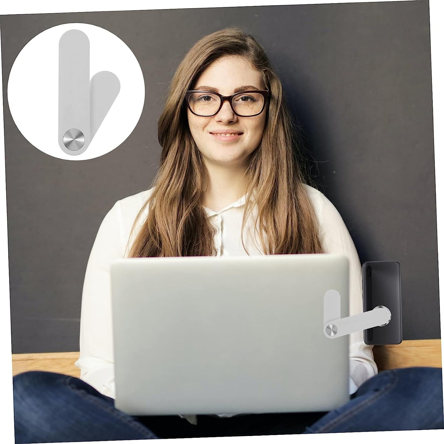 PLAFOPE Screen Phone Holder Portable Phone Stand Laptop Computers Hands Free Phone Holder Laptop Magnetic Phone Holder Phone Mount for Monitor Phone Holder for Laptop Small Stand White Abs  PLAFOPE   